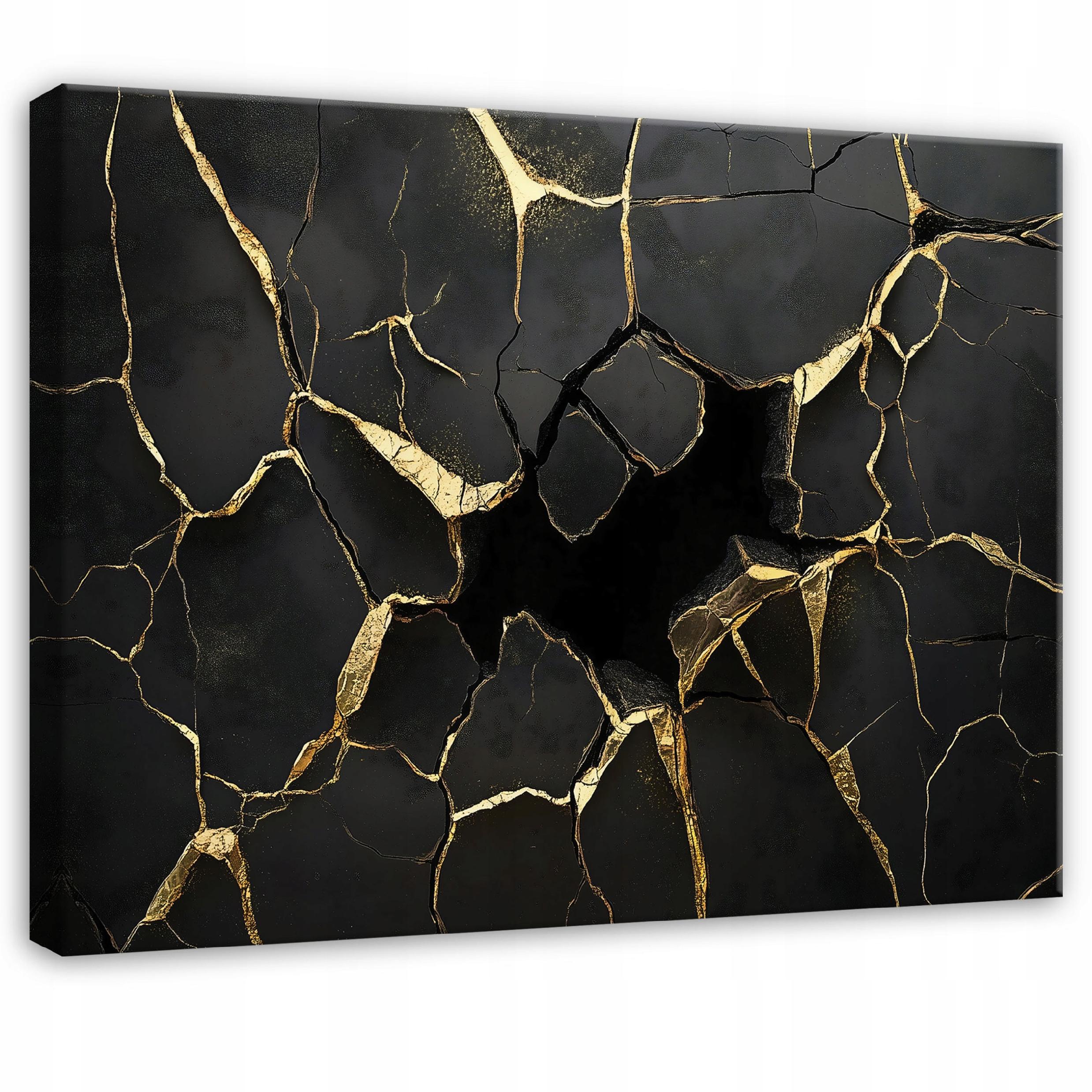 Tablou Canvas Tableau Deco abstract negru auriu glamour 60x40 cm xxl Tablou decorativ Living Bucatarie Tablouri de perete 60x40 cm