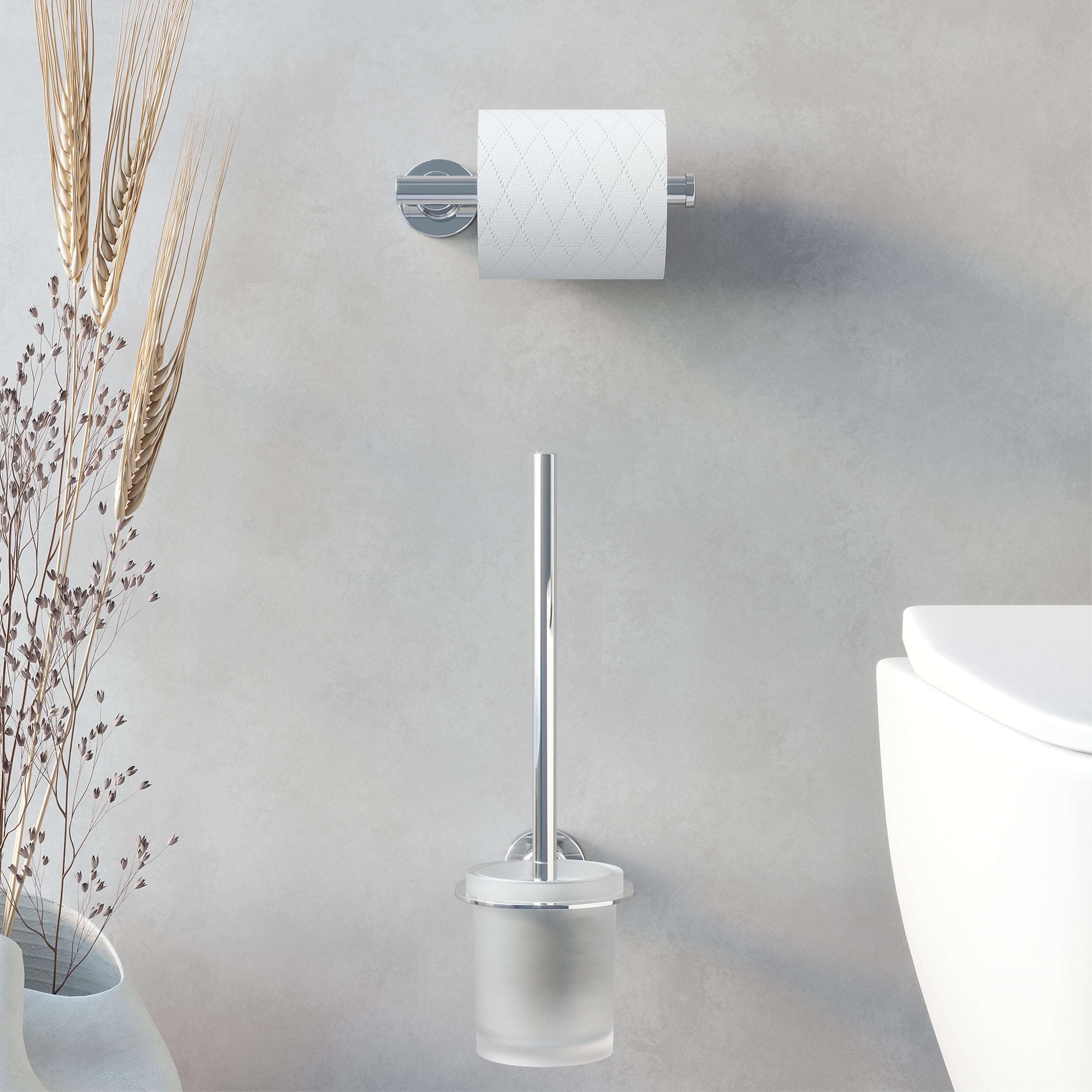 Uchwyt na papier toaletowy Architecture srebrny, samoprzylepny lub przykręcany - 3