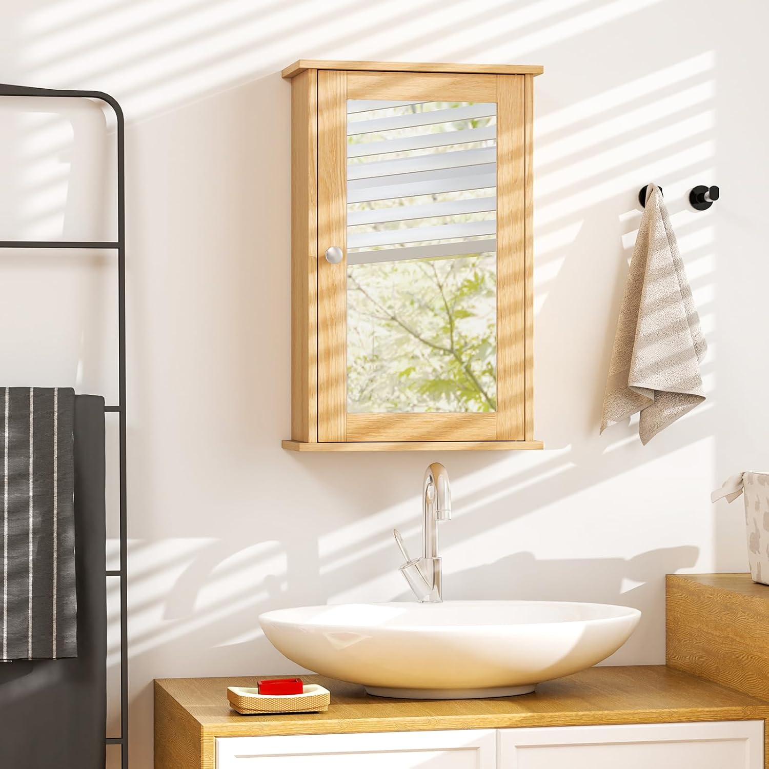 Armadietto A Specchio GIANTEX 2 Ripiani 34x15x51 Cm – Mobile Pensile In MDF Per Bagno, 4 Colori Disponibili