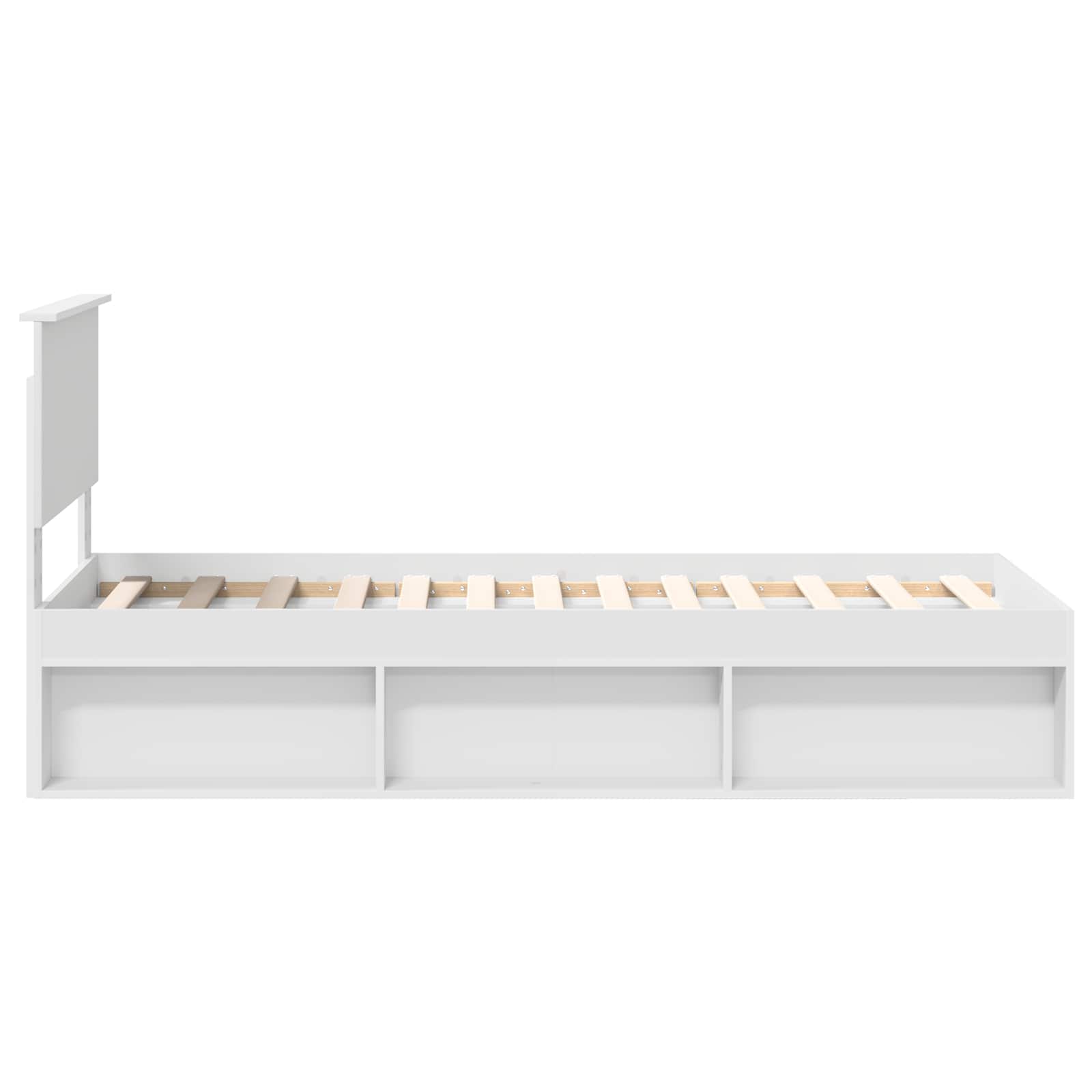 Cadre de lit avec tête de lit en pin massif blanc pour la chambre, 75 × 190 cm - 8