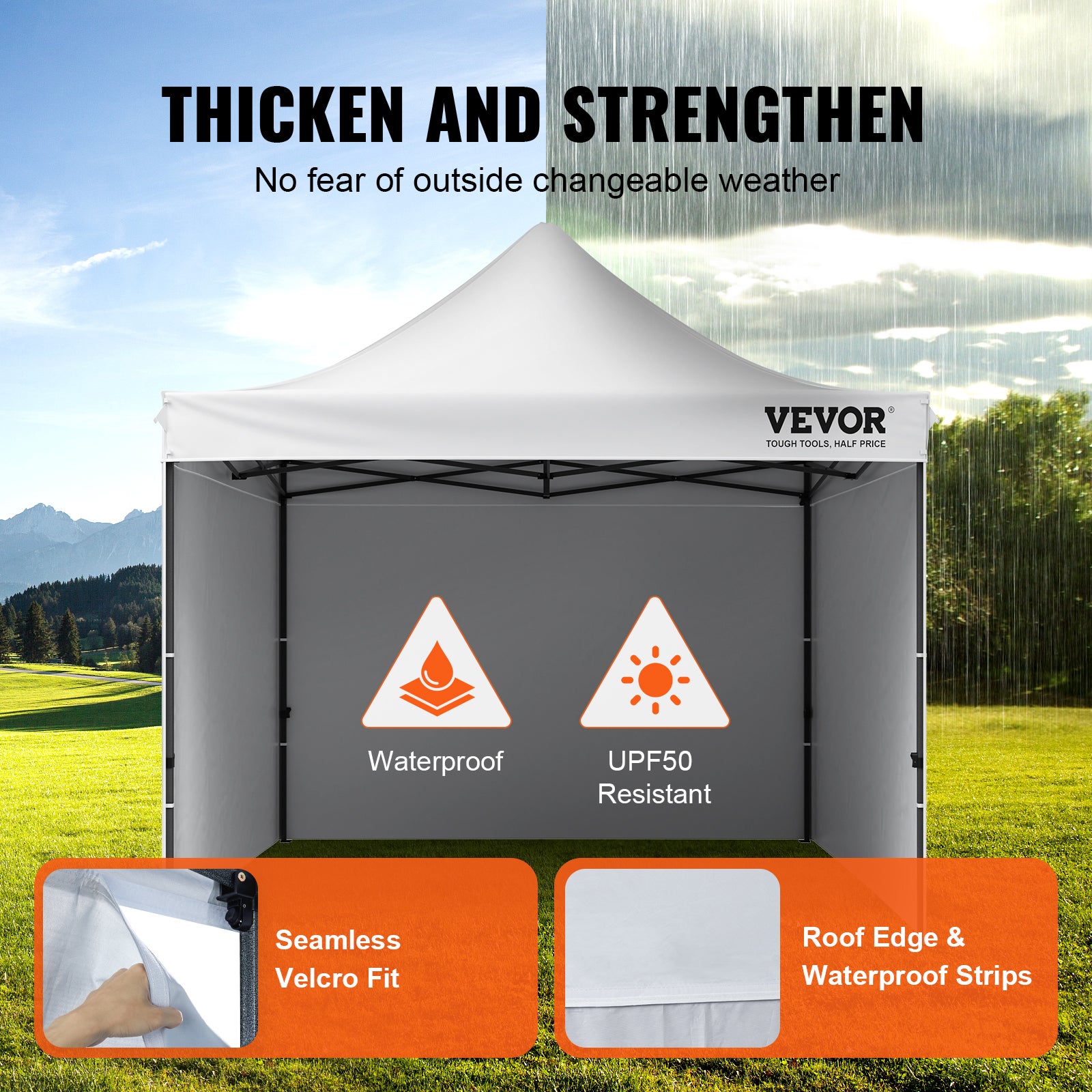 Tonnelle Pop-Up VEVOR 3x3 m avec Parois Amovibles, Imperméable et Résistante UV, avec Sac à Roulettes, Pour Jardin et Terrasse - 3