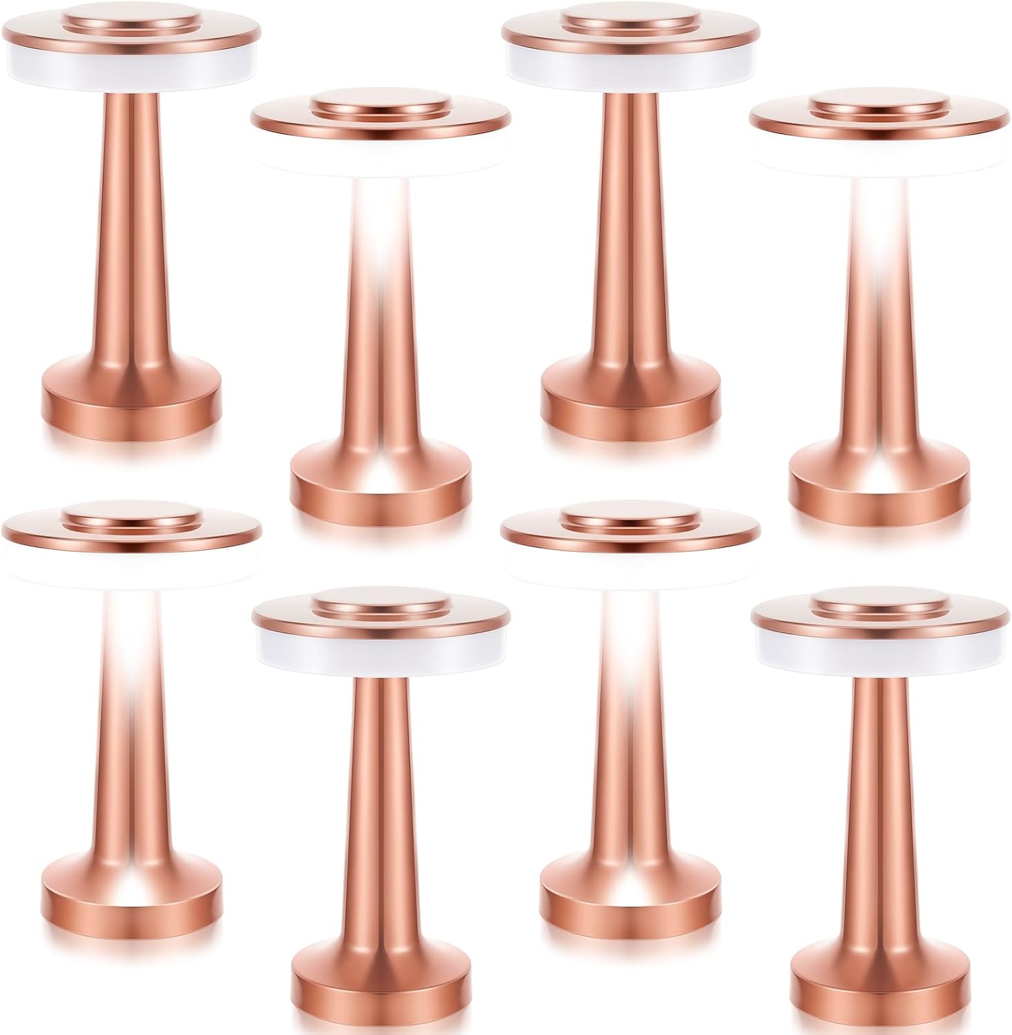 Lampa stołowa LED bezprzewodowa w kolorze czerwono-brązowym, 12,5 x 12,5 x 20,5 cm, 8 sztuk, 2 W, światło 3-tonowe, przenośna lampa bezprzewodowa z cz