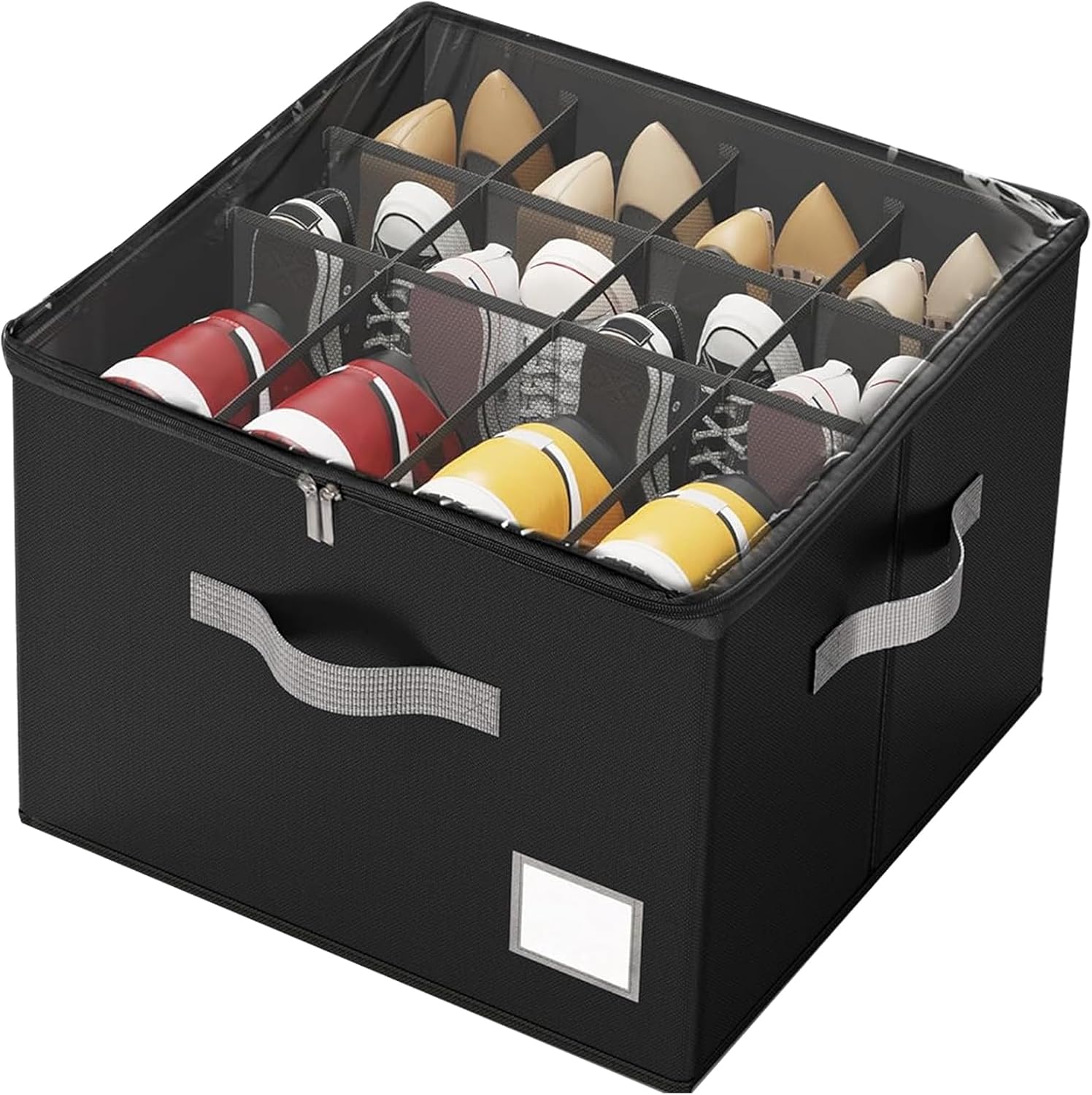 Lifewit Organizer Scarpe Armadio Pieghevole, Scatole per Scarpe Salvaspazio con Coperchio per 12-16 Paia, Shoes Organizer con Supporto Inferiore e Manici Rinforzati, Bianco, Set di 2 per 24-32 Paia