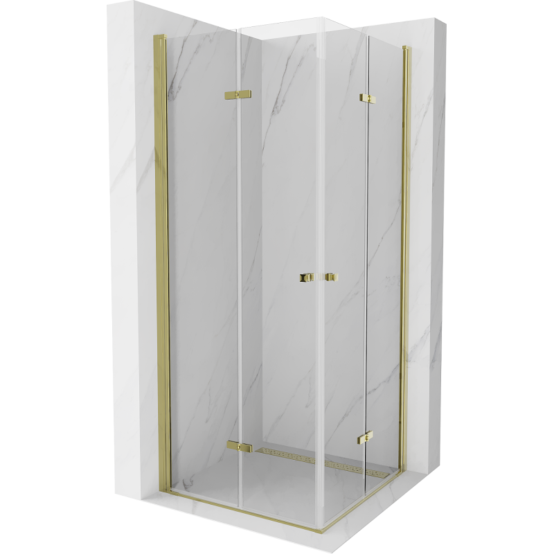 Mexen Lima Duo kabina prysznicowa składana 90 x 90 cm, transparent, złota - 856-090-090-50-00-02