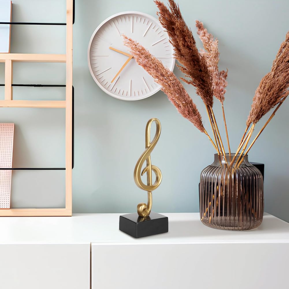 Statuetka nuty, złota figura, symbol muzyczny, dekoracja biurka, rzeźba fortepianu muzycznego, prezenty z podstawą