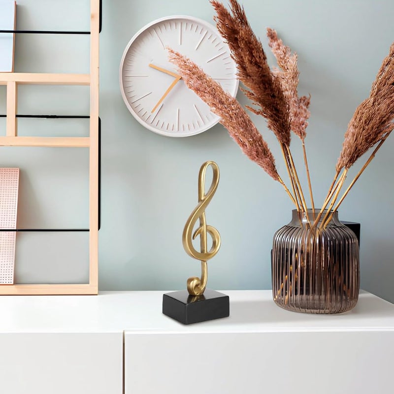 Statuetka nuty, złota figura, symbol muzyczny, dekoracja biurka, rzeźba fortepianu muzycznego, prezenty z podstawą