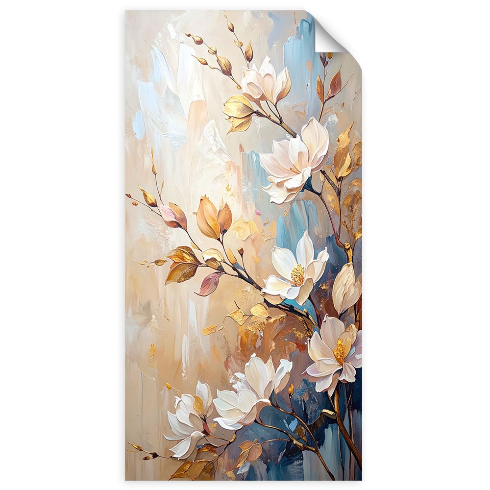 Naklejka samoprzylepna, Kwiaty Gałązki Beżowy imitacja farby 100x200