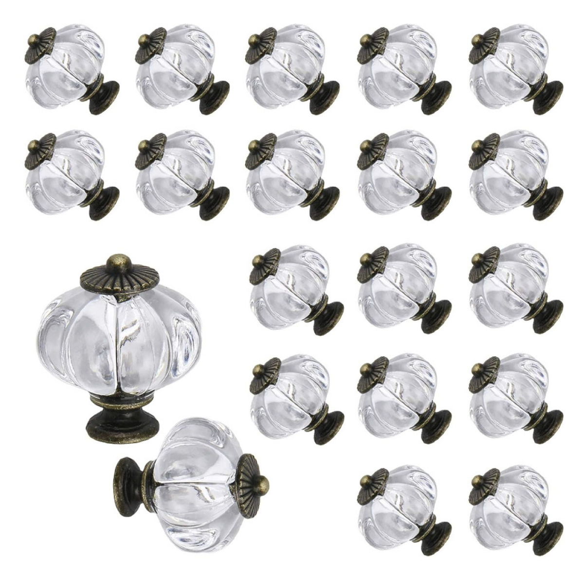 Set de 20 de mânere acrilice transparente în formă de dovleac pentru uși, dulapuri, sertare, comode, mobilier de bucătărie sau camera copiilor 20buc