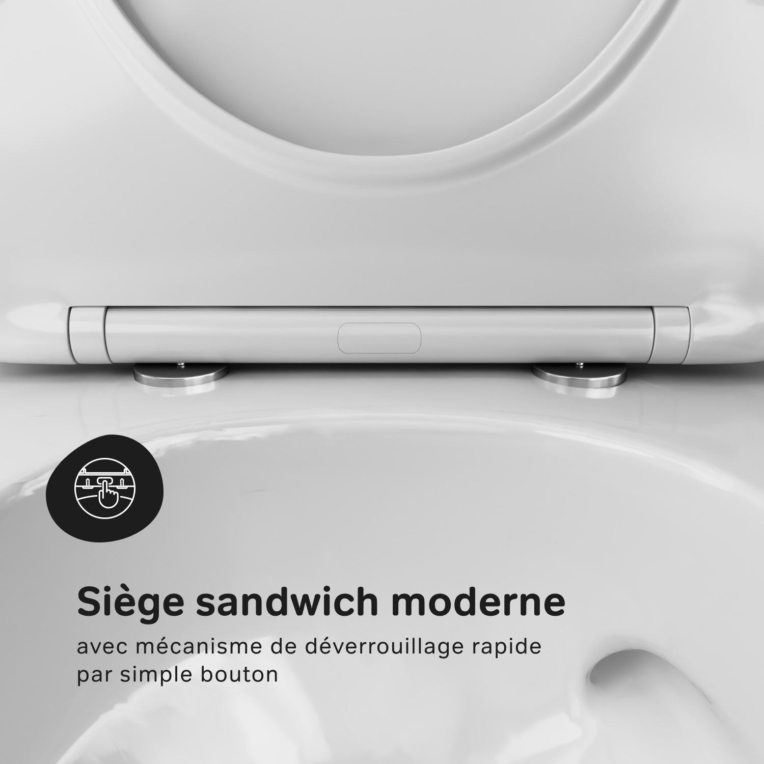 WC Suspendu en céramique sans bride Cuvette Toilette WC suspendu sans bord AquaSpin abattant amovible frein de chute Softclosing, Blanc AM.PM Like - 6