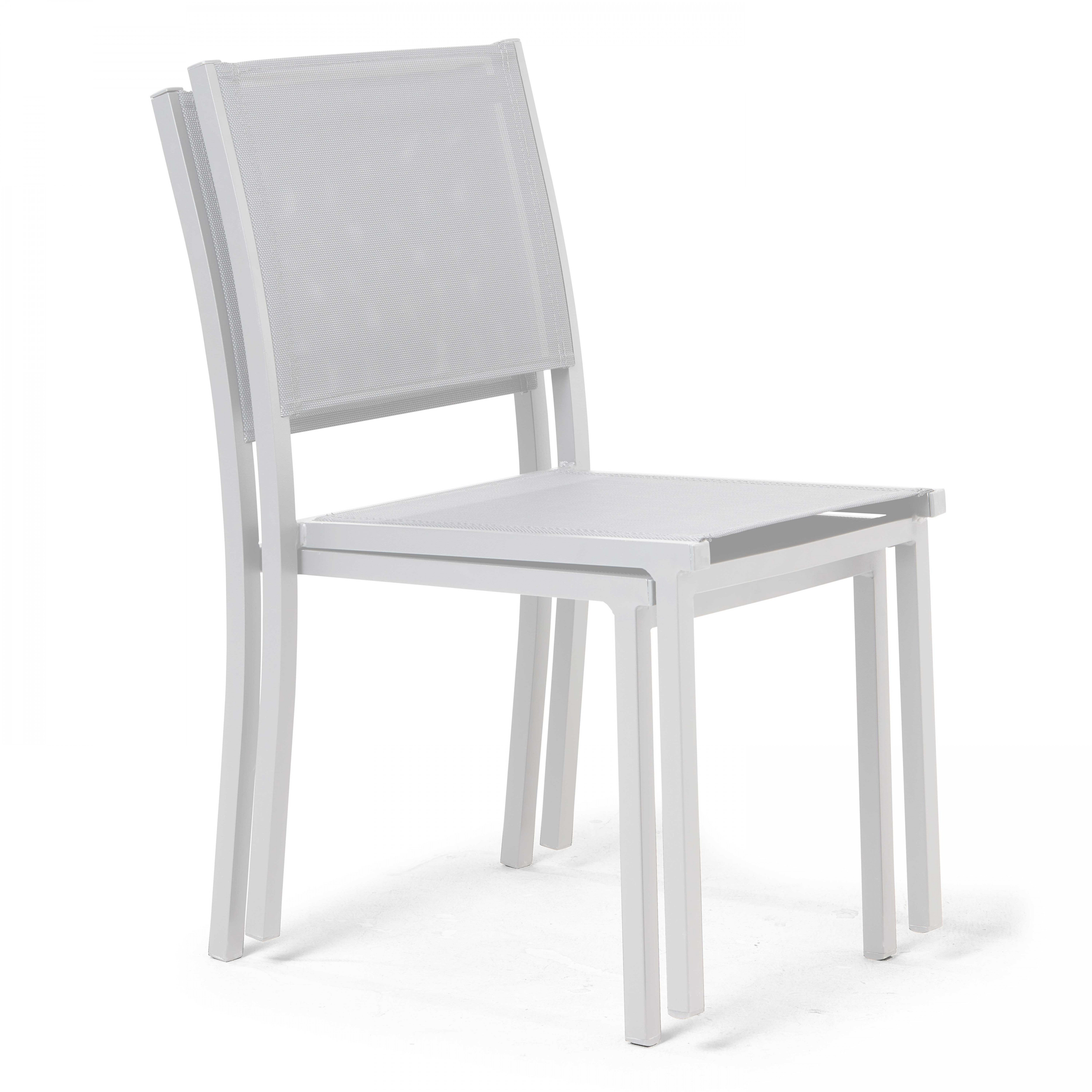 Lot de 2 chaises de jardin aluminium et textilène blanc - 3