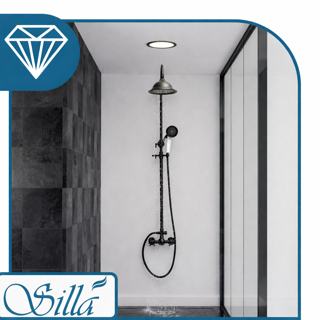 Conjunto de duche com torneira, Preto - 3