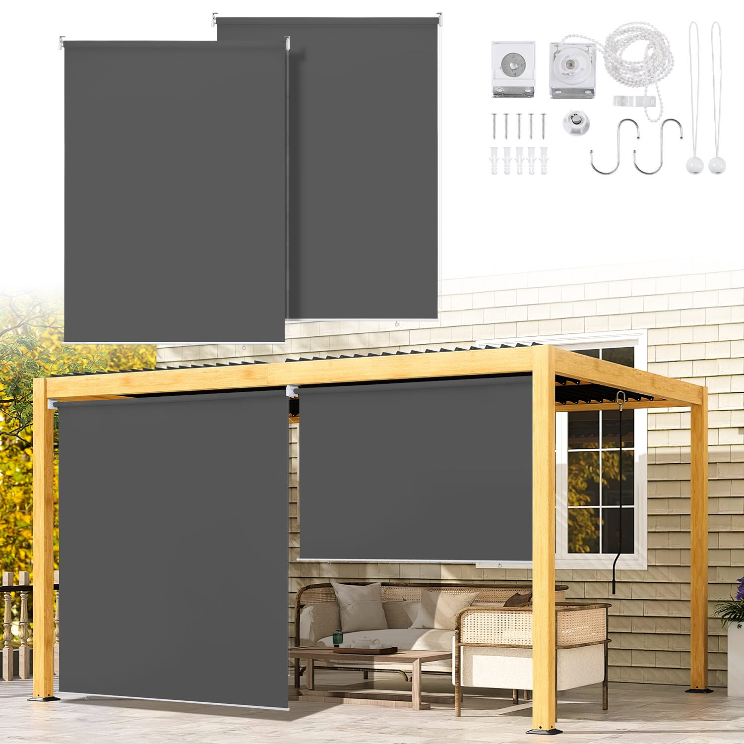 Lot de 2 100x240CM Store vertical Stores Extérieur pour terrasse ou ...