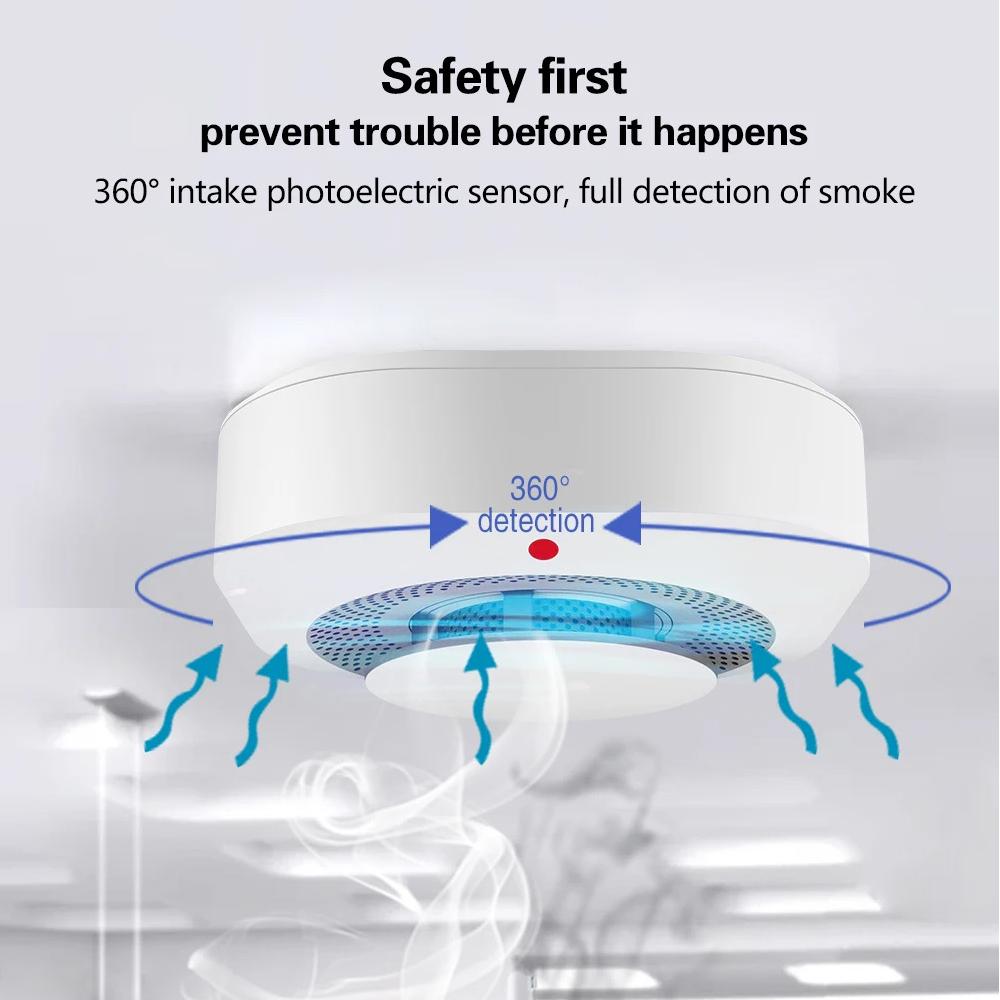Detector de humo Tuya WiFi, sensor de humo inalámbrico, detección inteligente de 360°, alta sensibilidad, ideal para casas y villas. - 4