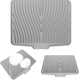 Tappetino scolapiatti, resistente al calore e antiscivolo, tappetino per lavello da cucina, lavabile in lavatrice 40 x 30 cm (Grigio) | Leroy Merlin