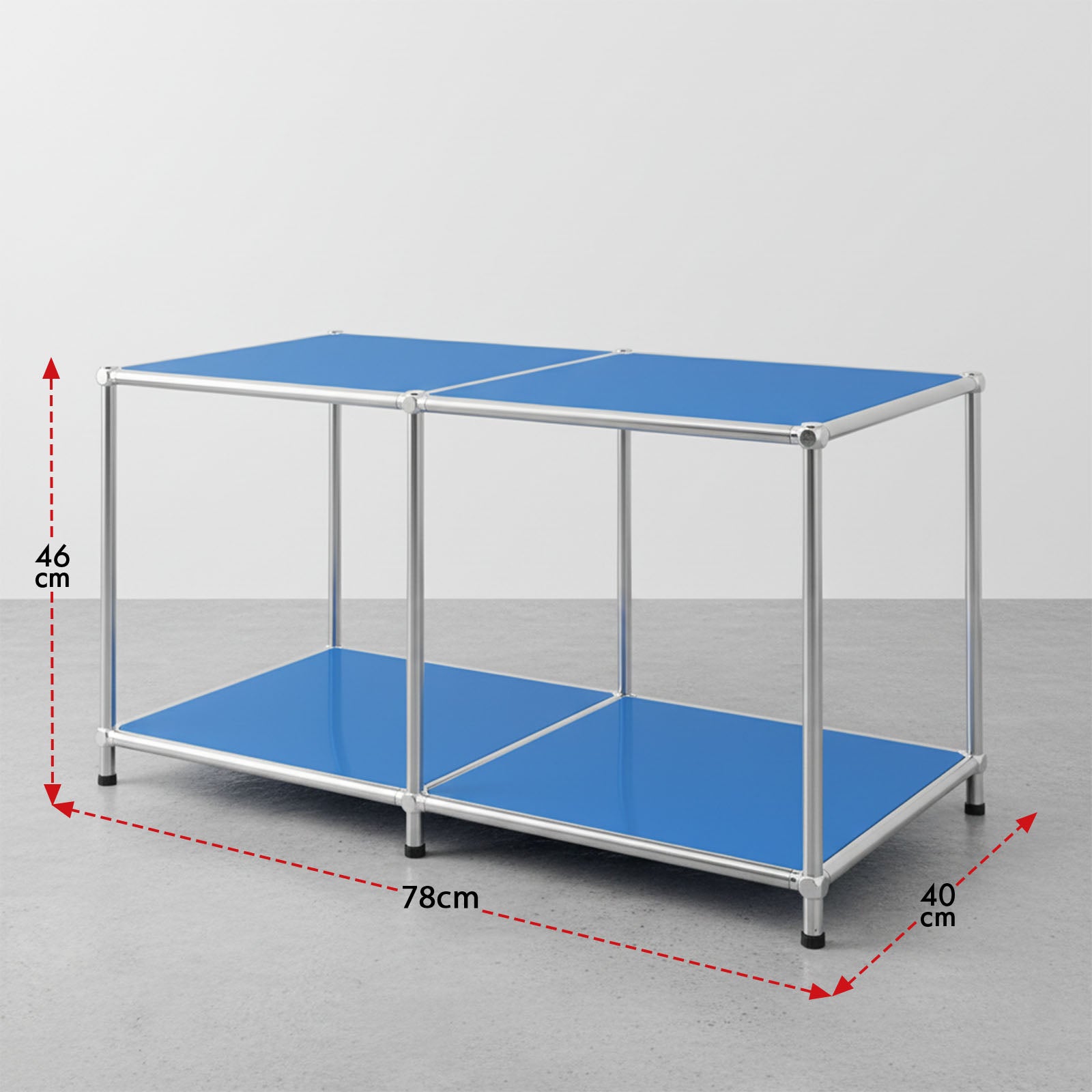 Étagère métal chromé design épuré, Concept Epuré MK-016, L78× P40 × H46 cm, Bleu - 3