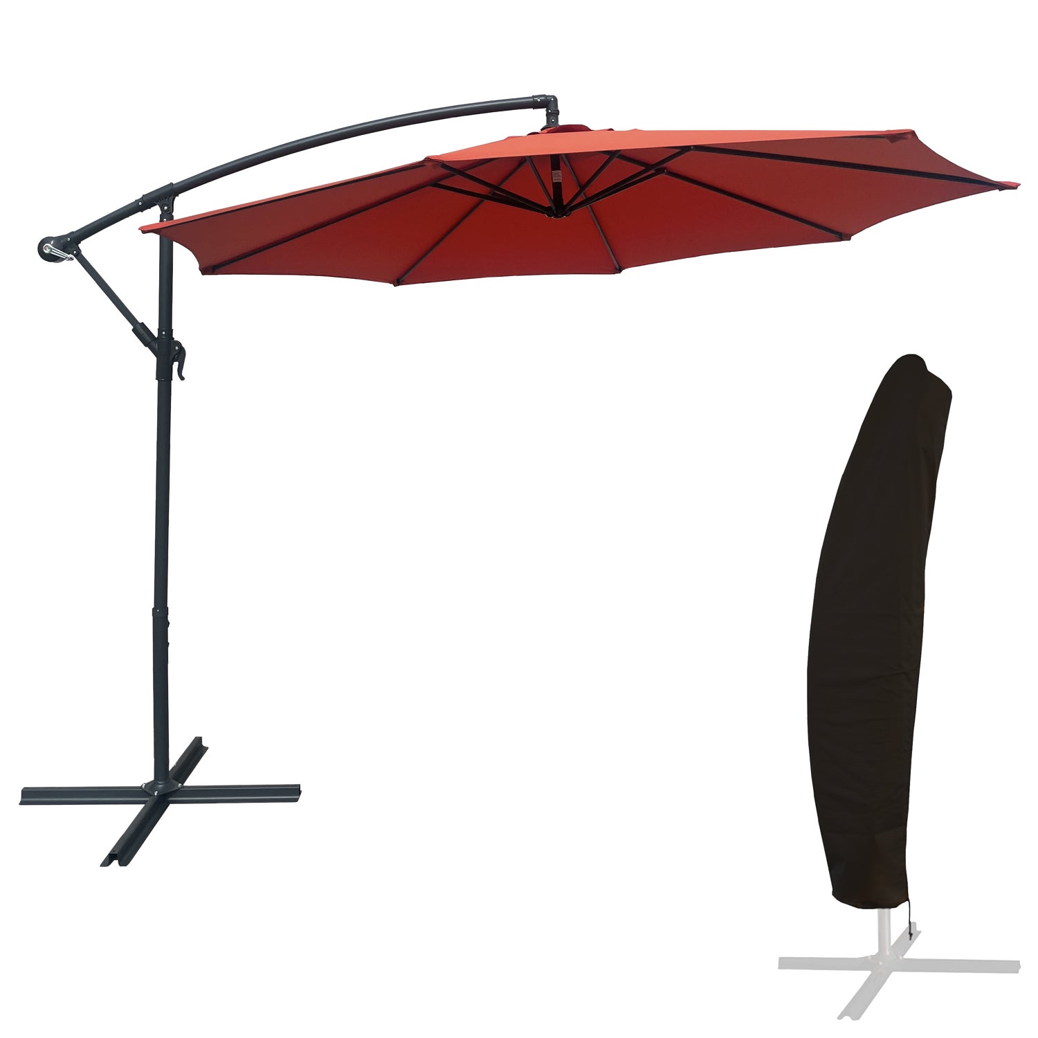 Okrągły parasol OAHU o średnicy 3 m terakota + pokrowiec
