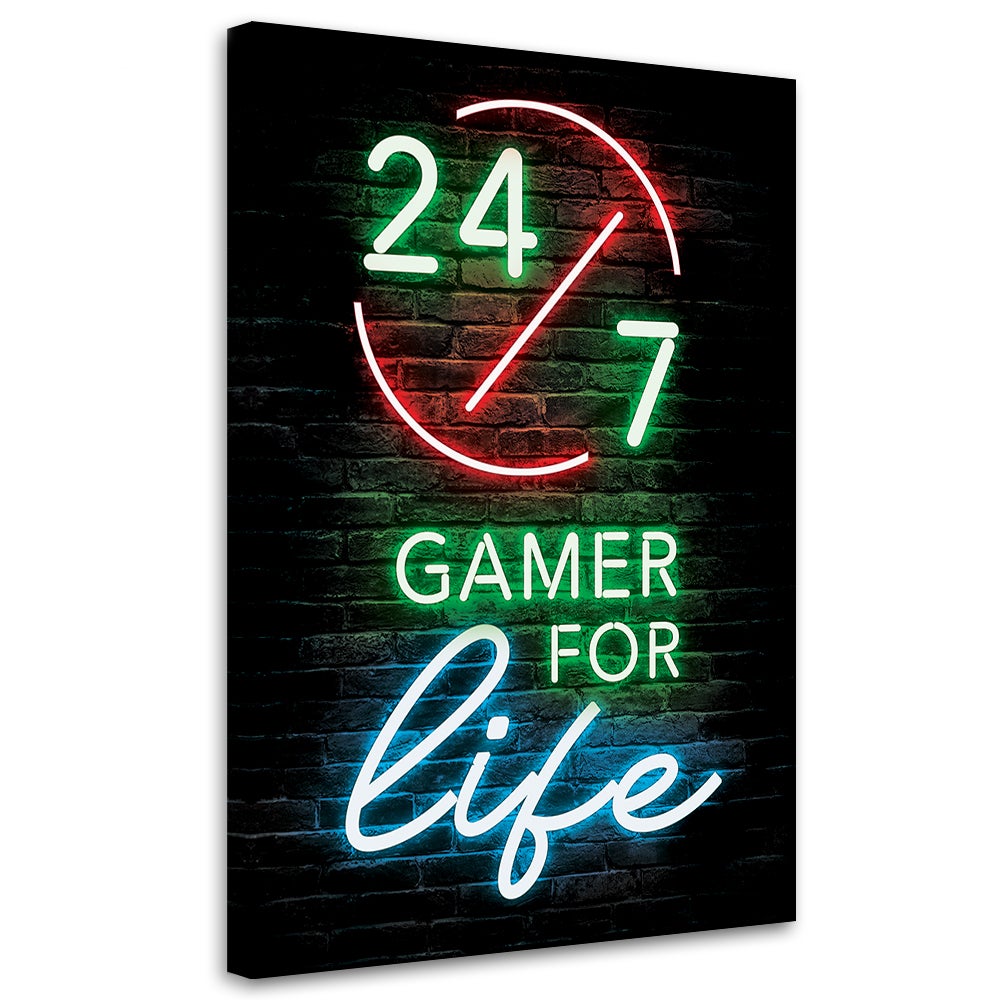 Obraz na płótnie, Napis Gamer for life 70x100