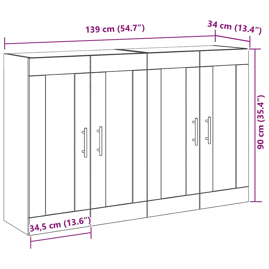 Armarios de pared 2 pcs Madera envejecida 69,5 x 34 x 90 cm vidaXL - 3
