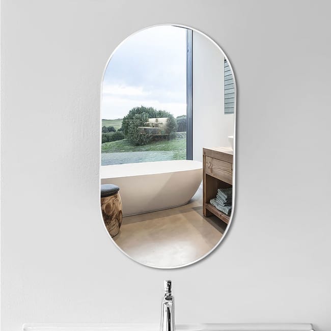 Miroir de Salle de Bain Ovale 50x70 cm Noir Rotatif Mural avec Cadre Élégant pour Maquillage et Décoration - 3