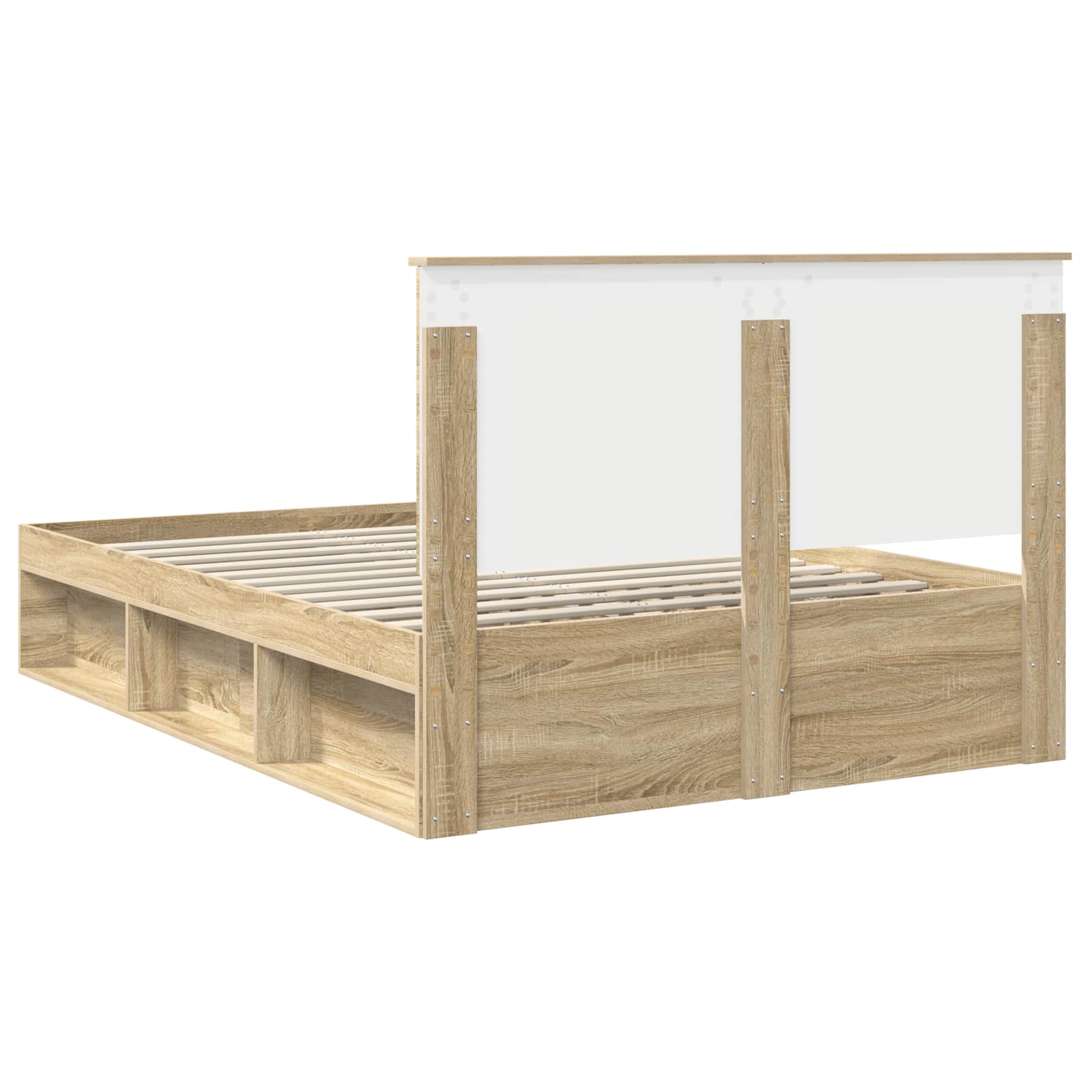 Cadre de lit uni chêne en bois de pin massif pour la chambre, 150 × 200 cm - 9