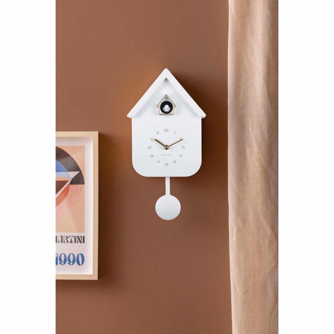 Horloge Coucou Murale Karlsson Solo Color - Blanc, 6x21,5x41 Cm | Design Moderne Maison, Pendule, Plastique