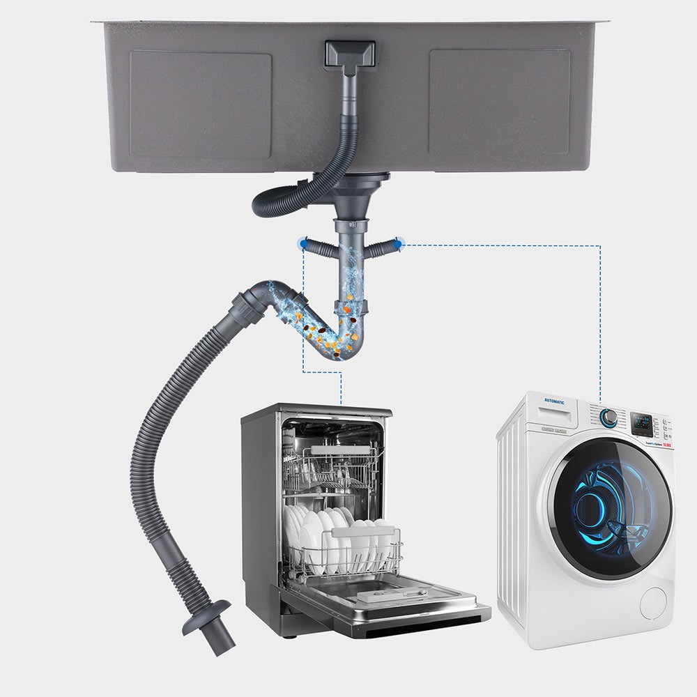 Lonheo Max Évier Cuisine1 Bac 74*44*20CM Évier Montage à Encastrer,à Fleur ou Sous-Plan Inoxydable 304 Évier avec Système Drainage, Noir,EU Modèle - 8