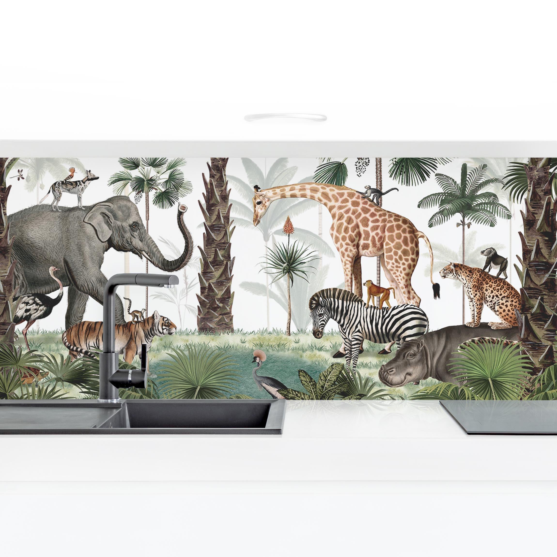 Planche De Cuisine En Verre Coloray - Animaux Jungle Tigre 60x52 Cm - Neuf