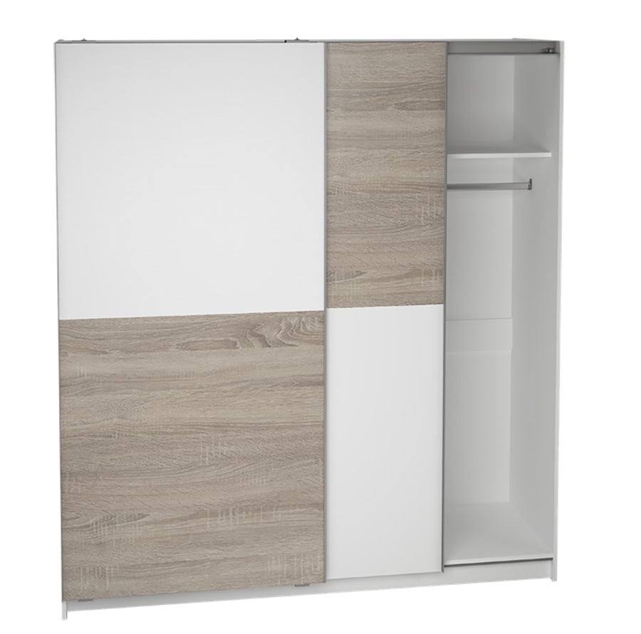 Armoire placard / meuble de rangement coloris blanc/chêne Hauteur 200