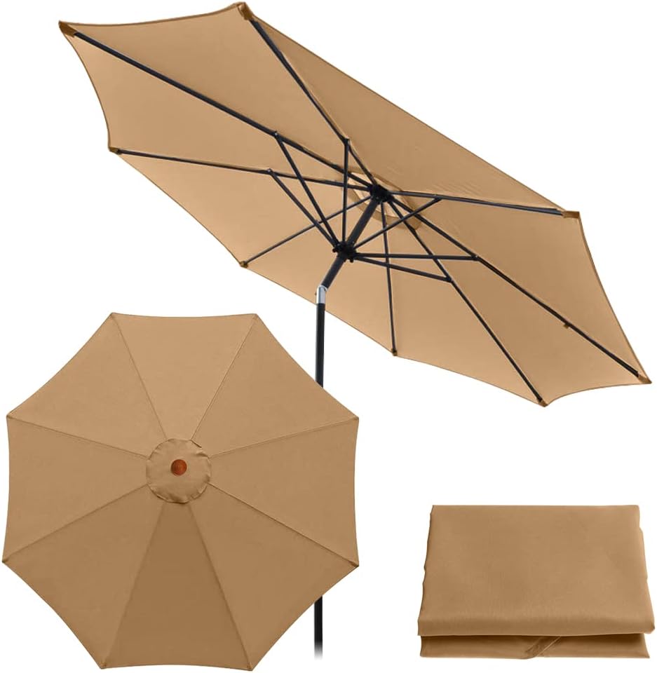 8-żebrowy daszek parasola ogrodowego, wymienny, tkanina poliestrowa (300 cm, kolor khaki)