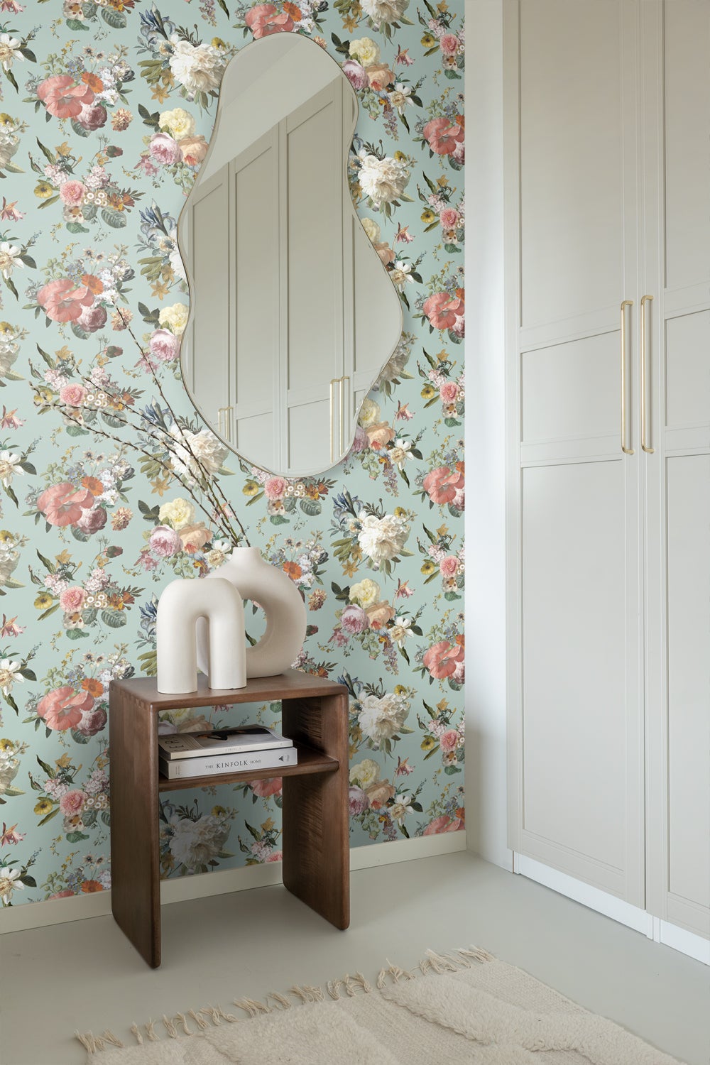 Papier peint fleurs vintage vert grisé - 53 cm x 10.05 m - ESTAhome - 2