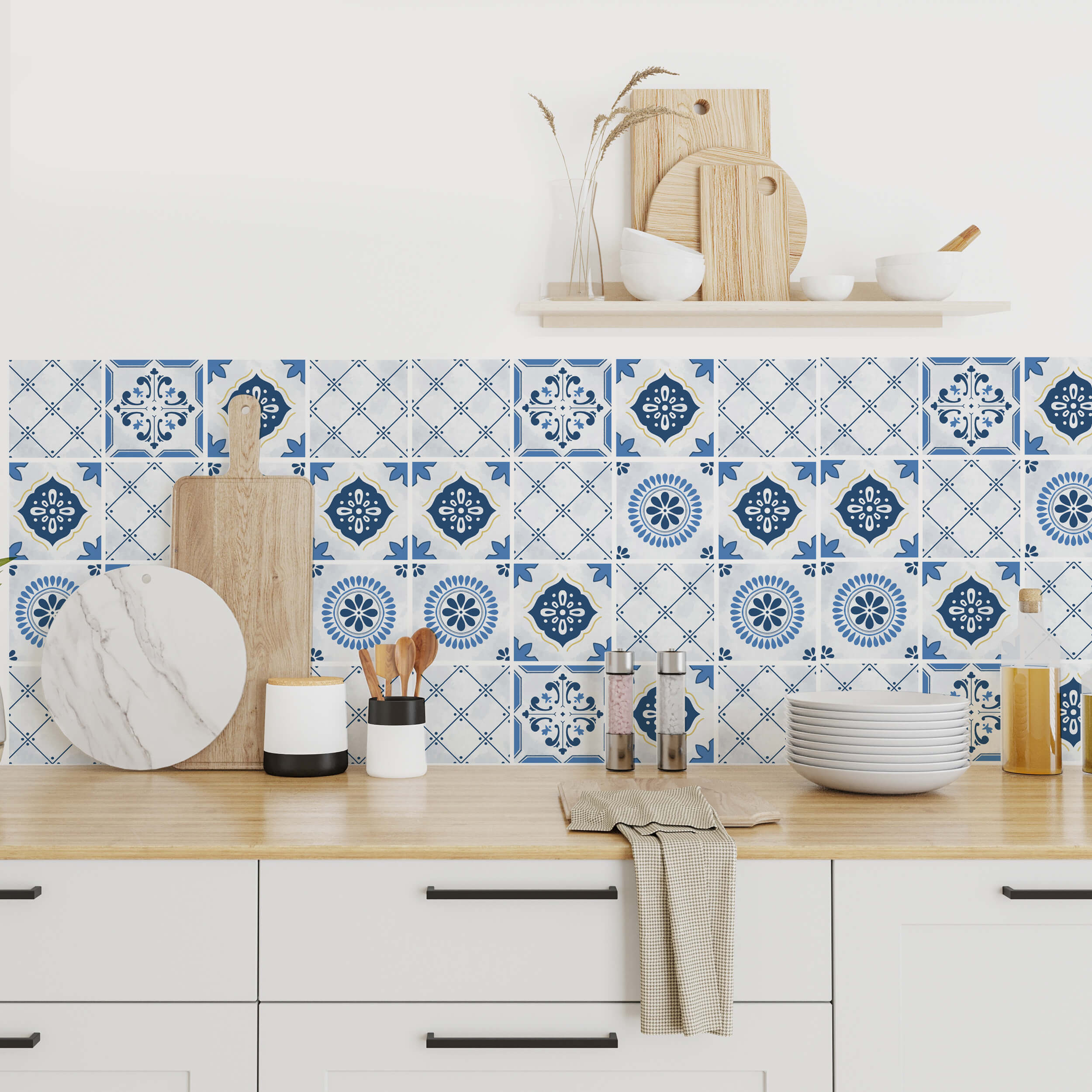 Sticker Mural Carrelage Adhésif Cuisine Salle De Bain - 60 STICKERS Carreaux De Ciment Azulejos Nicolo 60stickers15x15cm 86807500