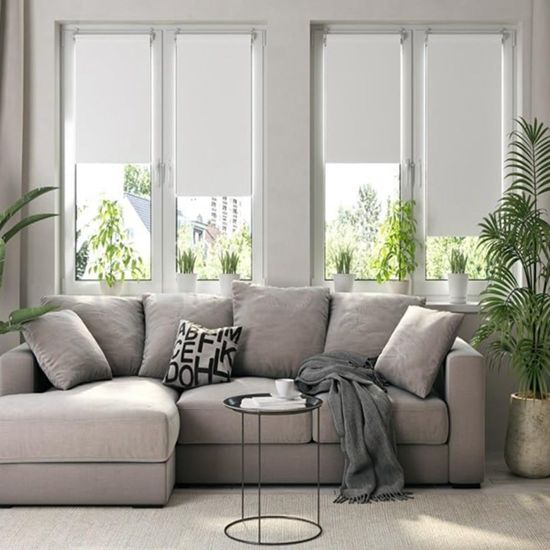 Store occultant sans percage 35*130CM Blanc, Store Enrouleur Opaque pour fenêtres et Portes, Fixation avec ou sans perçage, Protection Solaire - 4