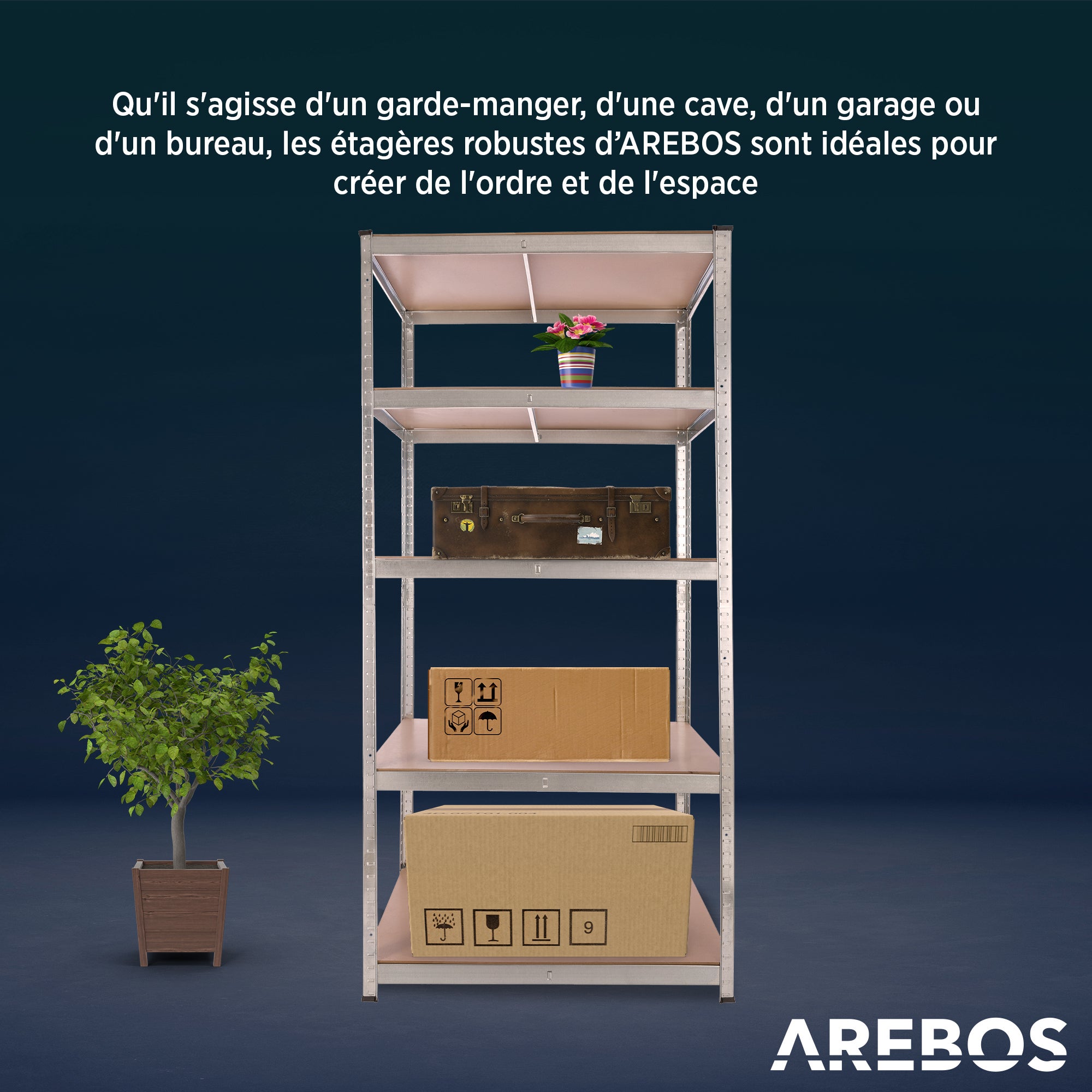 AREBOS Étagère Charge Lourde 875 kg Capacité Totale 200x90x60 cm 5 étagères - 6