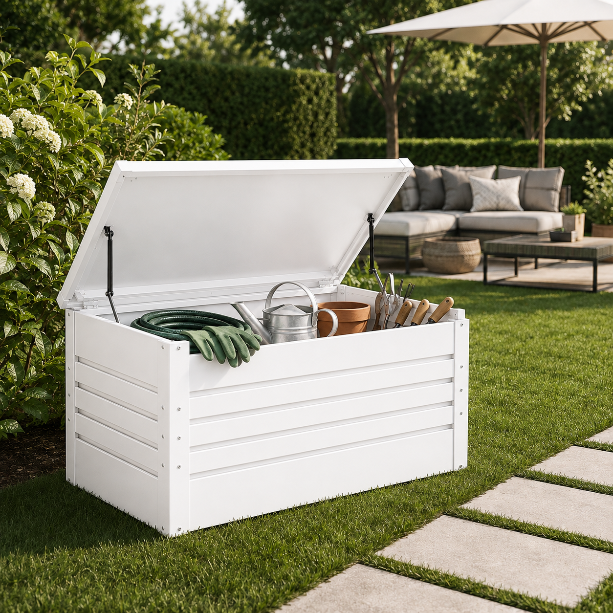 Arcón Metálico Exterior Con Tapa Hidráulica Y Cerradura Para Jardín - 3