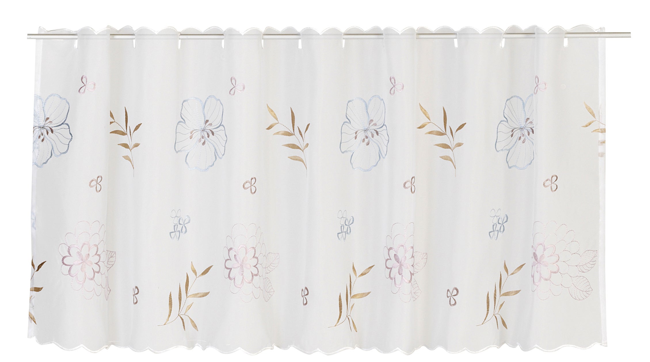 Elbersdrucke Bistro Rideau Javine 01 blanc-bleu semi-transparent