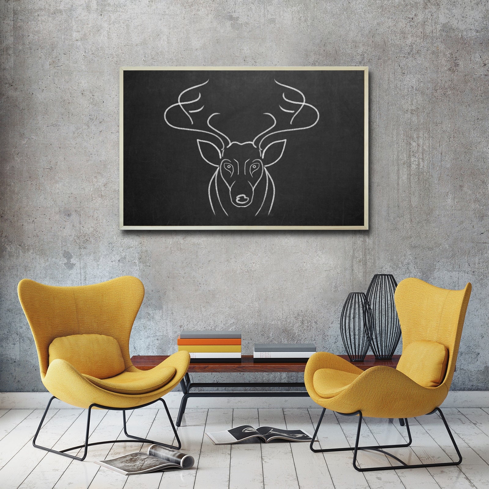 Creative Home 80x60 cm Tableau Craie Noir Ardoise Mural | Effaceur Brosse + Stylo + Kit Suspension Incluses | Panneau Bureau, Cuisine, Chambre, Ecole - 4