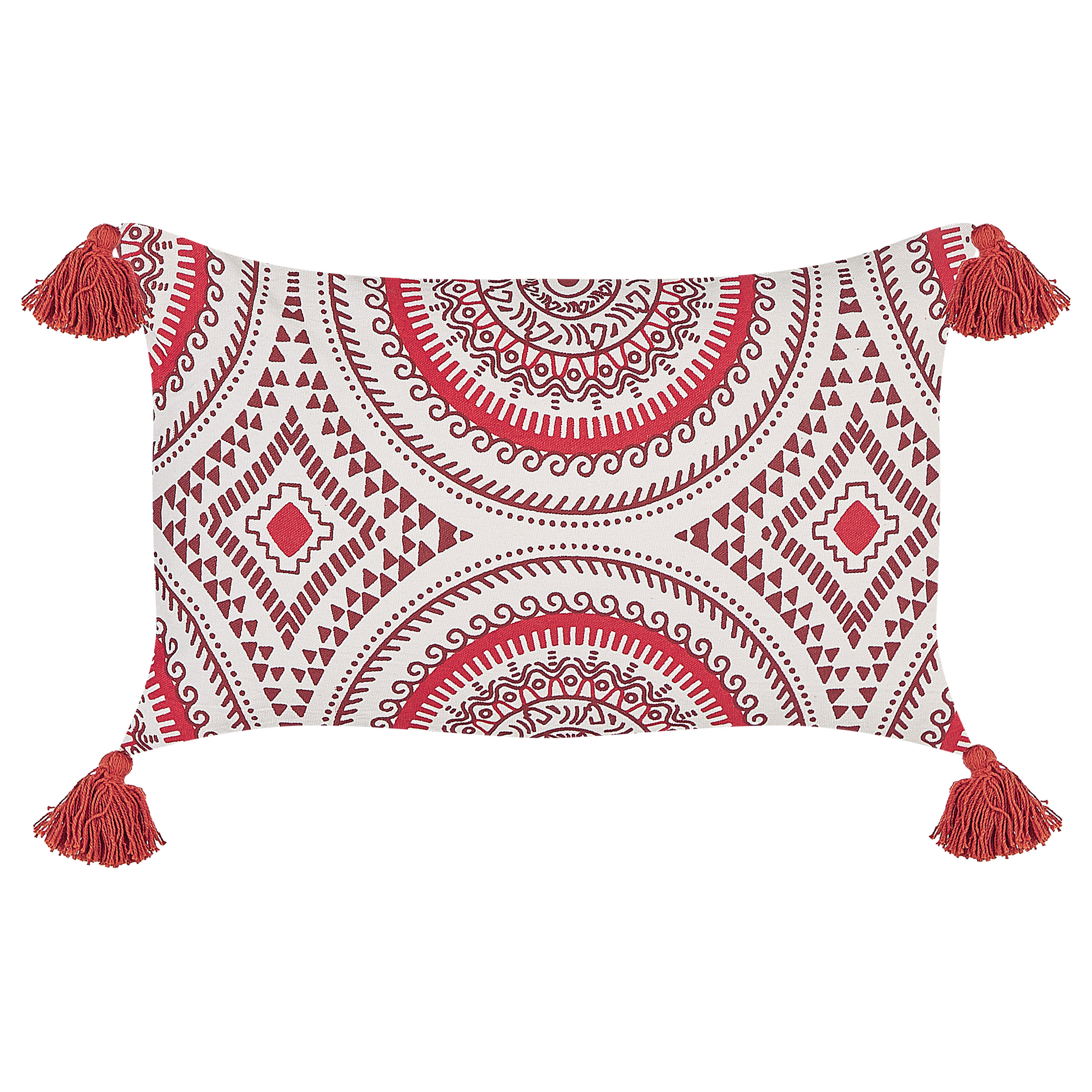 Beliani cojín decorativo anthemis algodón 30 x 50 cm rojo patrón oriental