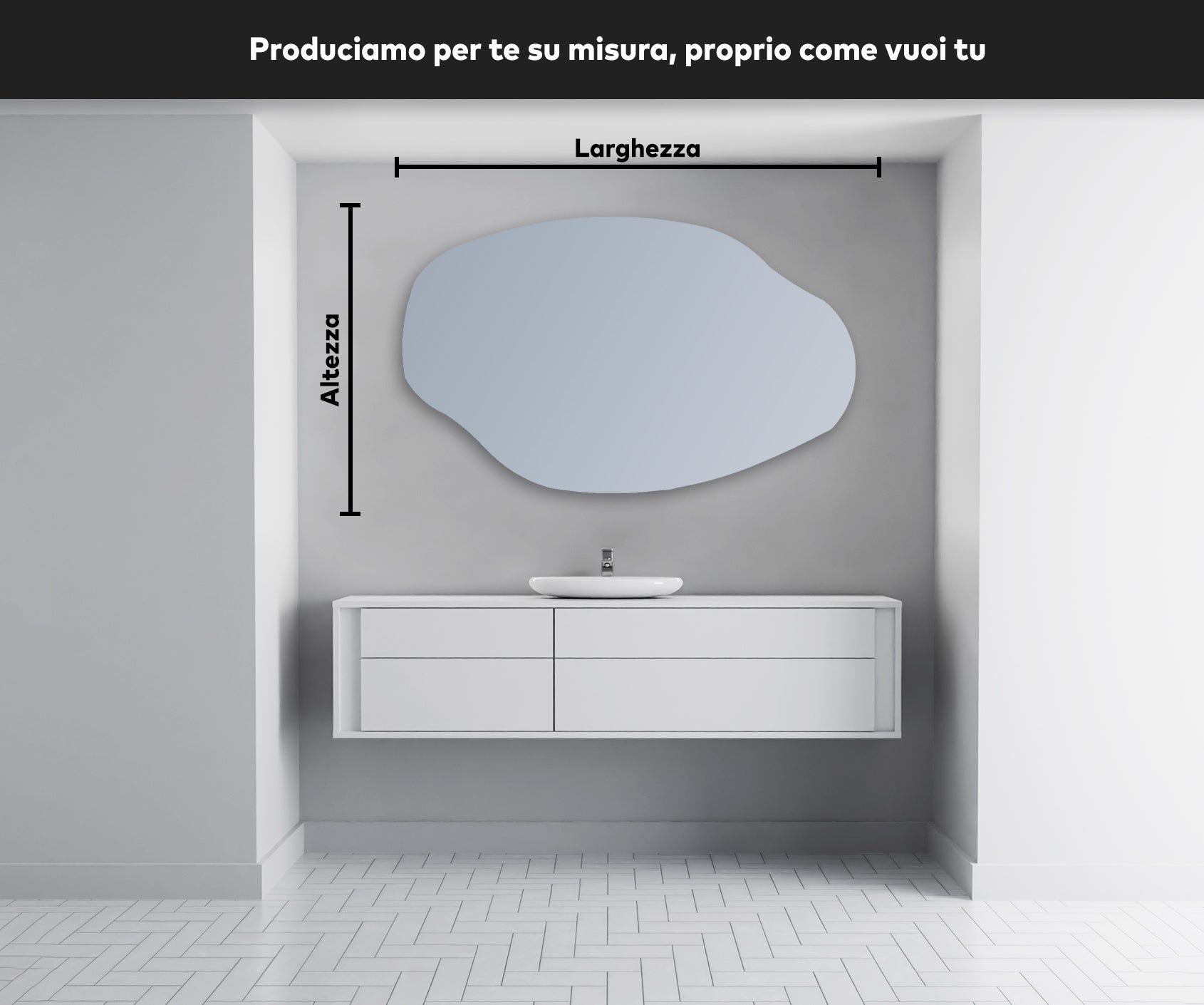 Miroir avec LED Illumination Salle de Bain (134x84cm) LED Lumineux Miroir avec Éclairage (OBK221) Blanc Froid 7000K - 6