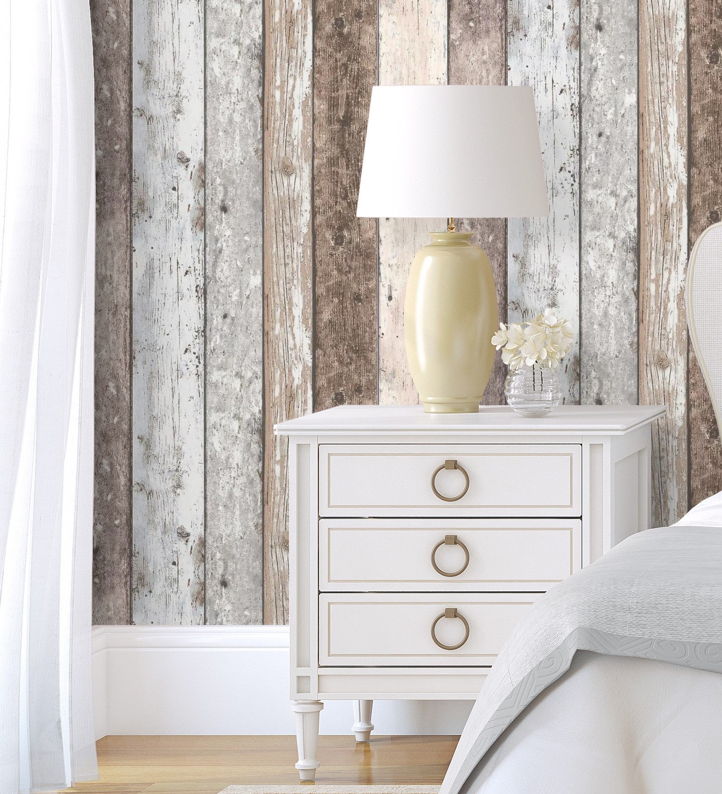 Papel pintado vinílico lavable efecto listones madera tablas vintage con relieve - madeira 3 453155 de gaulan - rollo de 10 m x 0,53 m