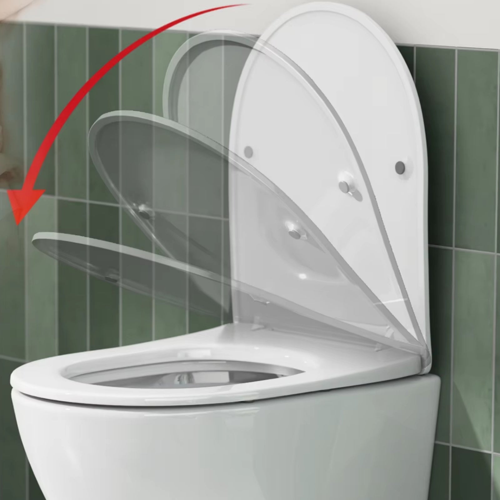 Inodoro con asiento de cierre suave autrucker, inodoro suspendido, inodoro de baño con doble descarga, descarga de alta eficiencia
