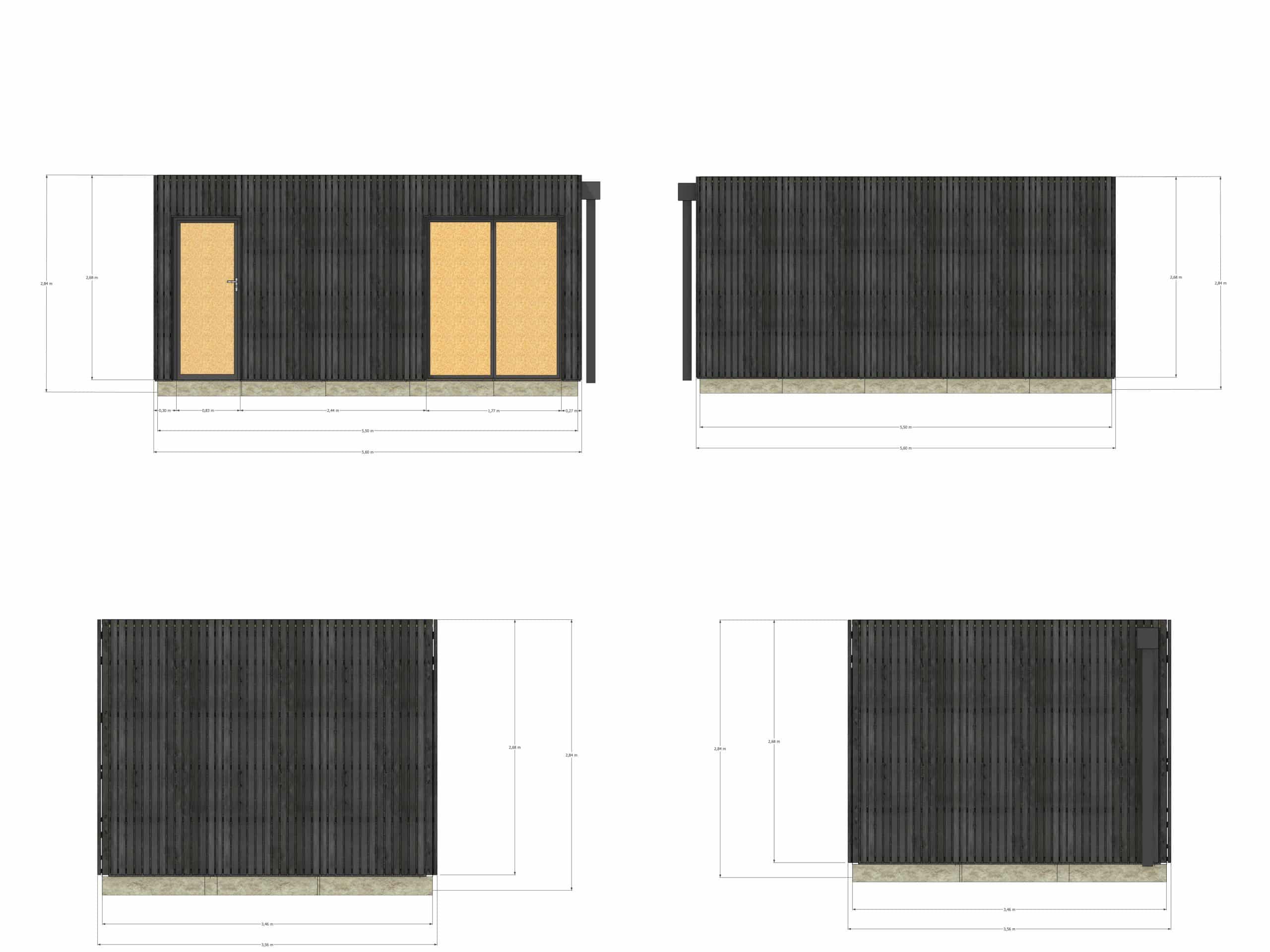 Studio de jardin projet locatif en bois 5,5 x 3,5 x 2,7 m / menuiseries alu k-line - 4