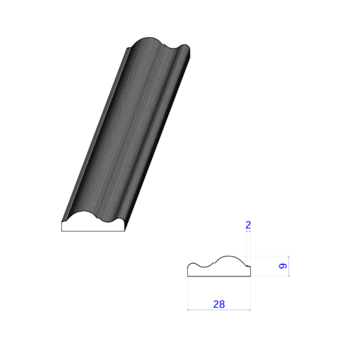 Lot de 10 Cimaises Classiques MDF, L. 2,44 m x l. 2,8 cm x Ep. 9 mm - 6