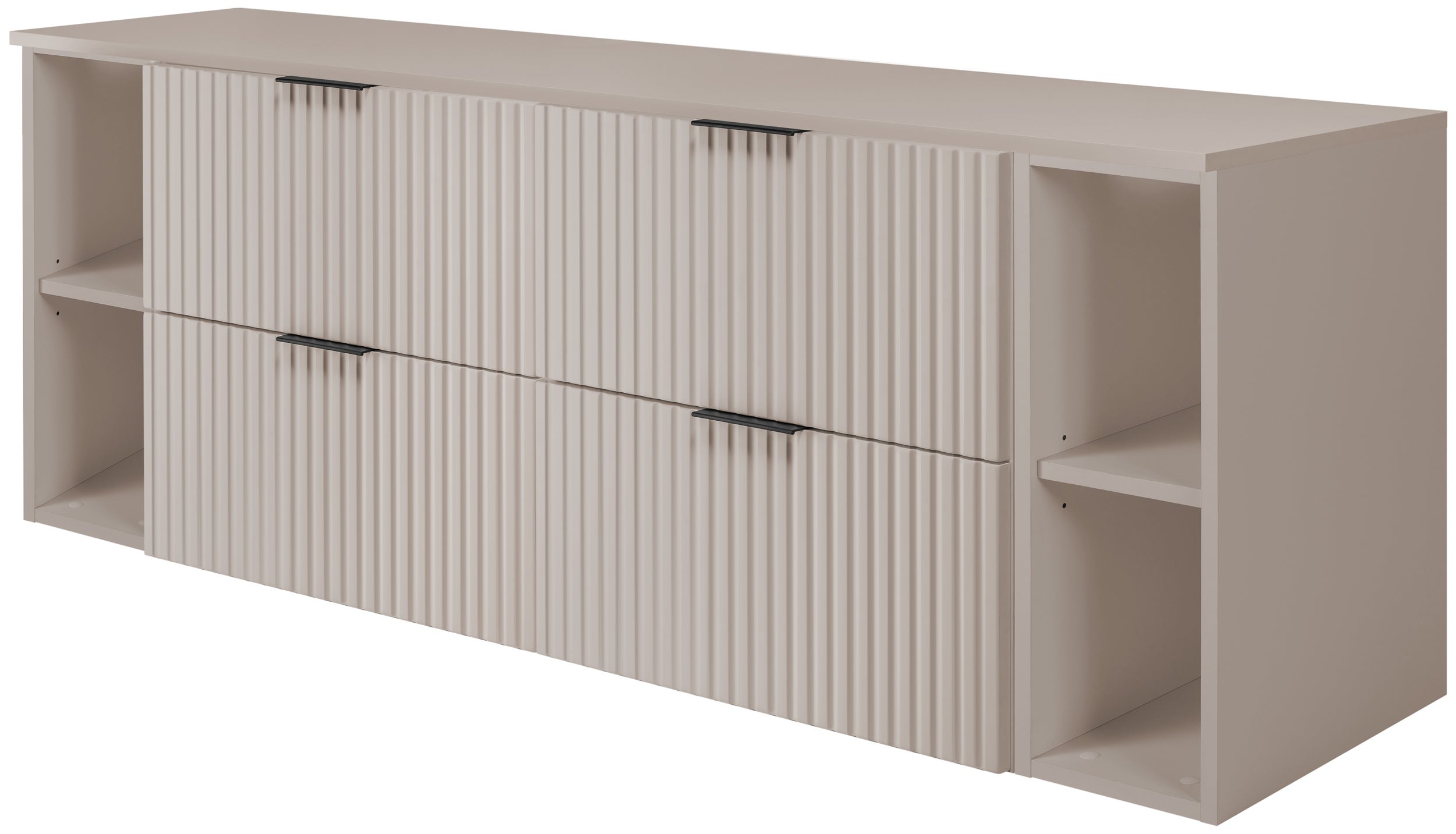 Szafka łazienkowa FLOW 160 cm kaszmir z regałami blat ryflowany front