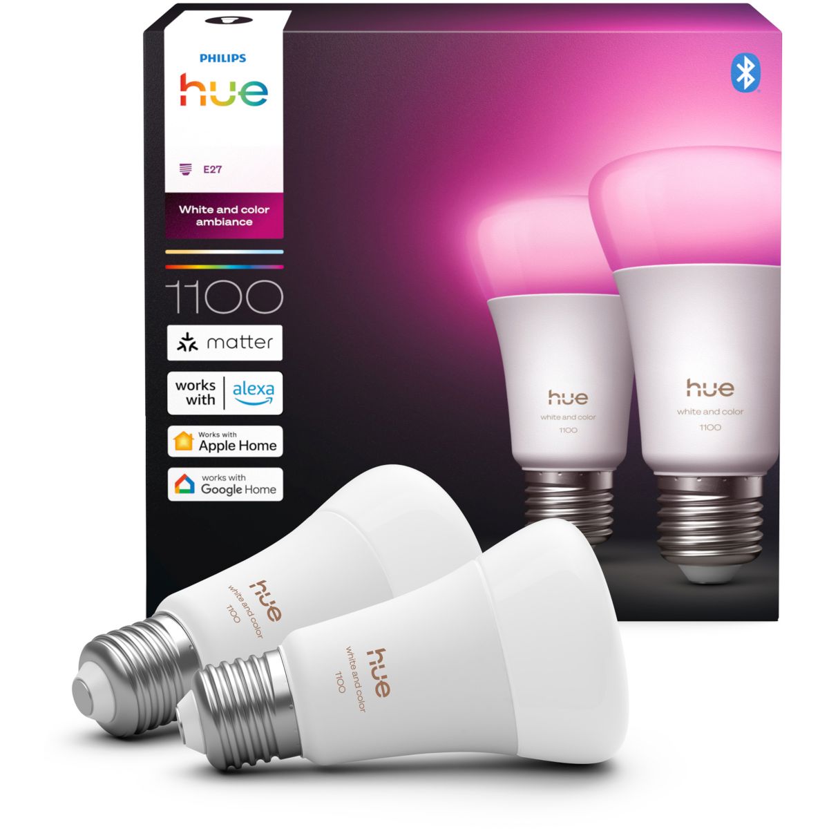 Philips Hue Pack De 2 Bombillas Led A60 Conectadas, Luz Y De Colores, Base E27, 8,1W, 1000-2000K Blanca , Leroy Merlin