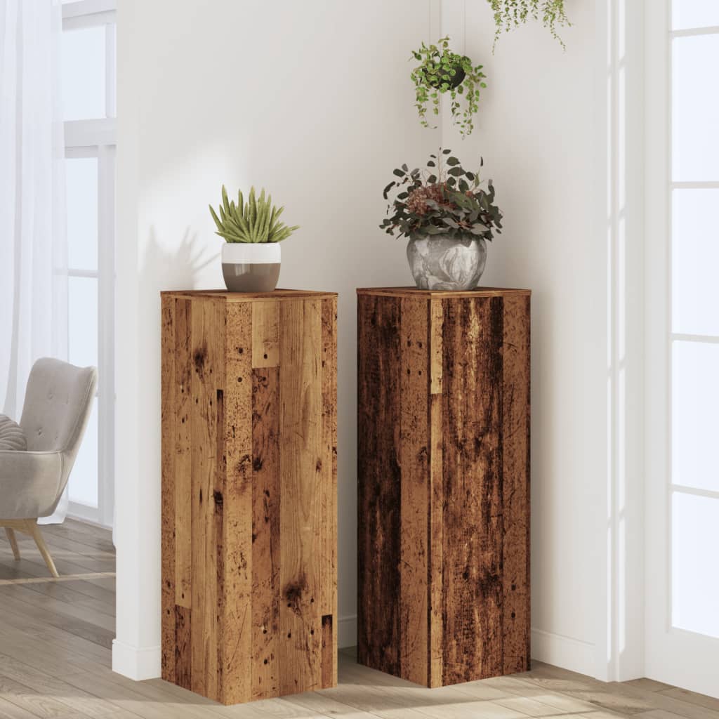 Supports pour plantes 2 pcs vieux bois bois d'ingénierie - 3