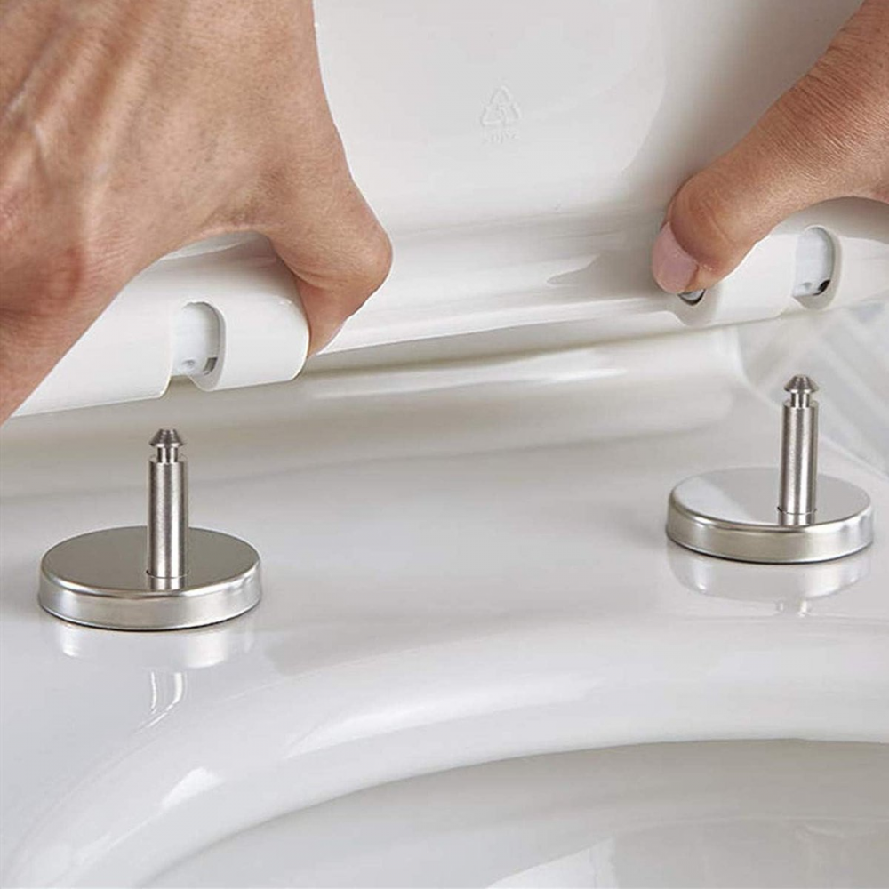 Ensemble de charnières universelles pour abattant WC - Acier inoxydable - Charnières de remplacement pour abattant WC - 9
