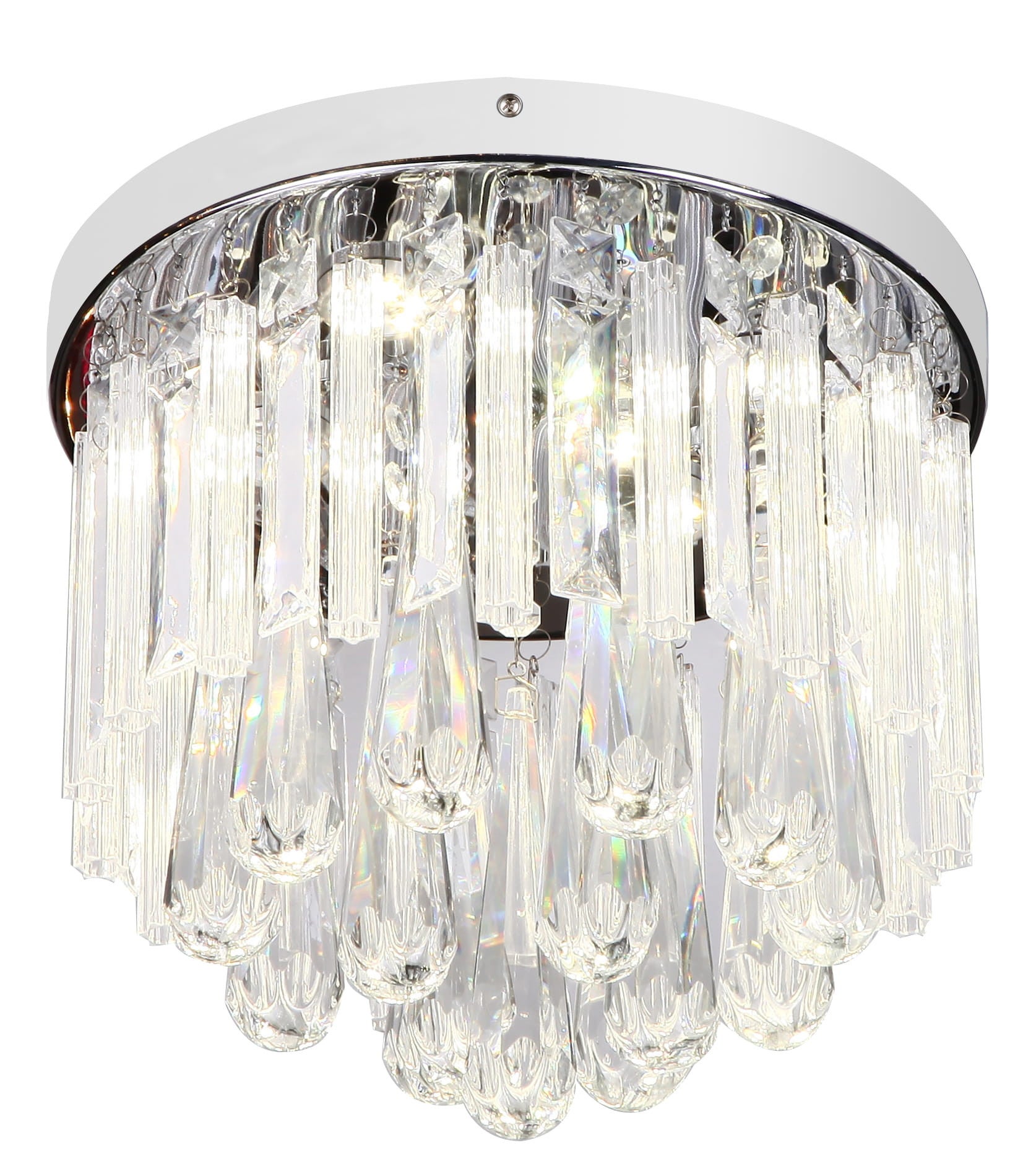 Plafon Atella okrągły srebrno-przezroczysty LED 12W 4000K wym: 23 x 28 cm IP20 kryształ Candellux