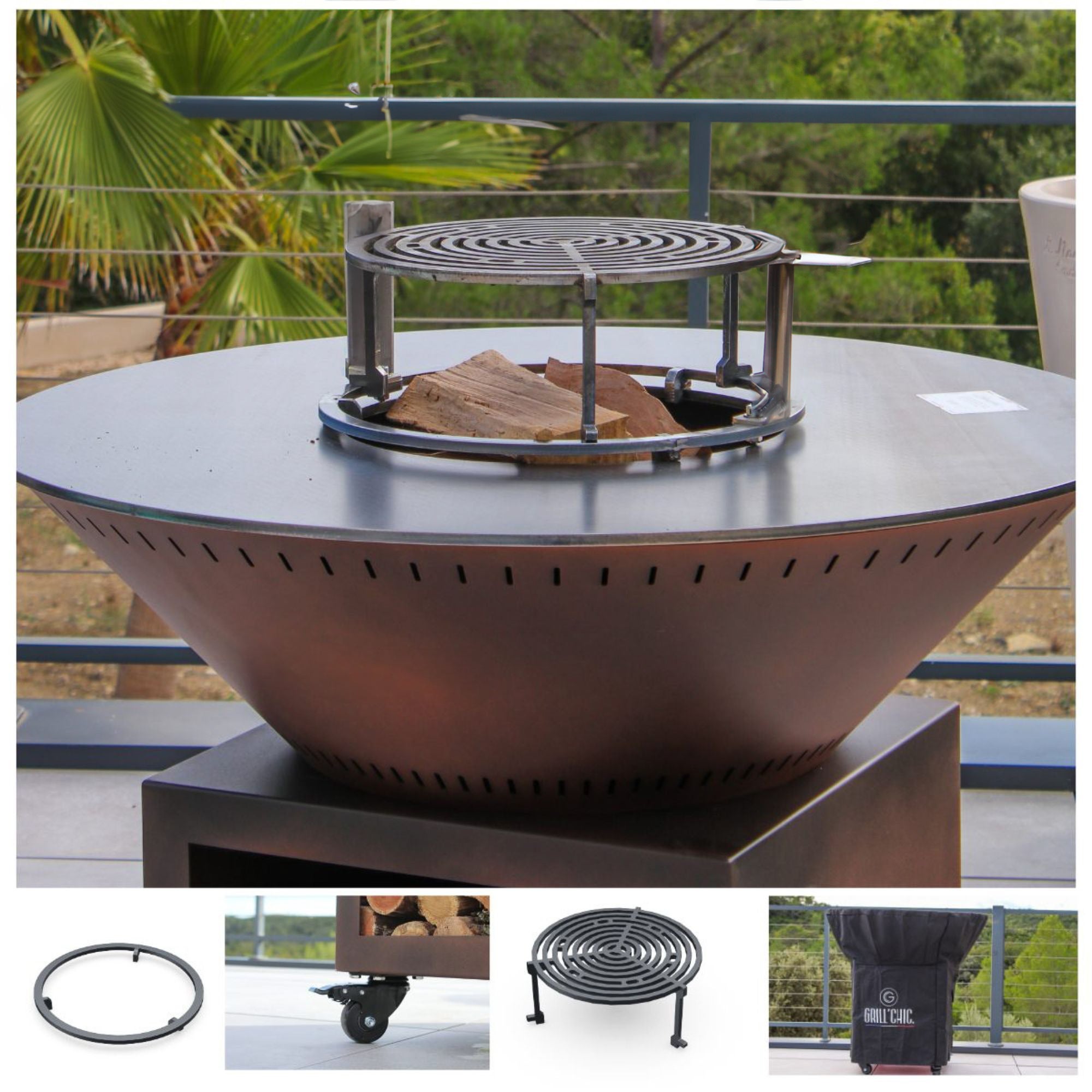 GRAFT Four à Fusée Rocket Stove 3mm Acier Massif Avec Plaque Cuisson - Brasero Poêle Camping Barbecue Extérieur