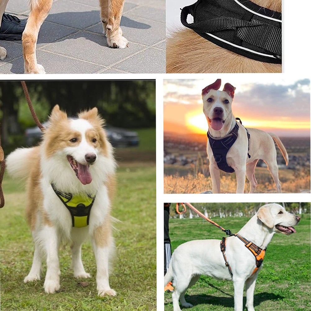 Coleira peitoral grande para cães - Tamanho grande, preta - Ajustável, acolchoada e anti-puxão, ideal para correr e passear. - 5