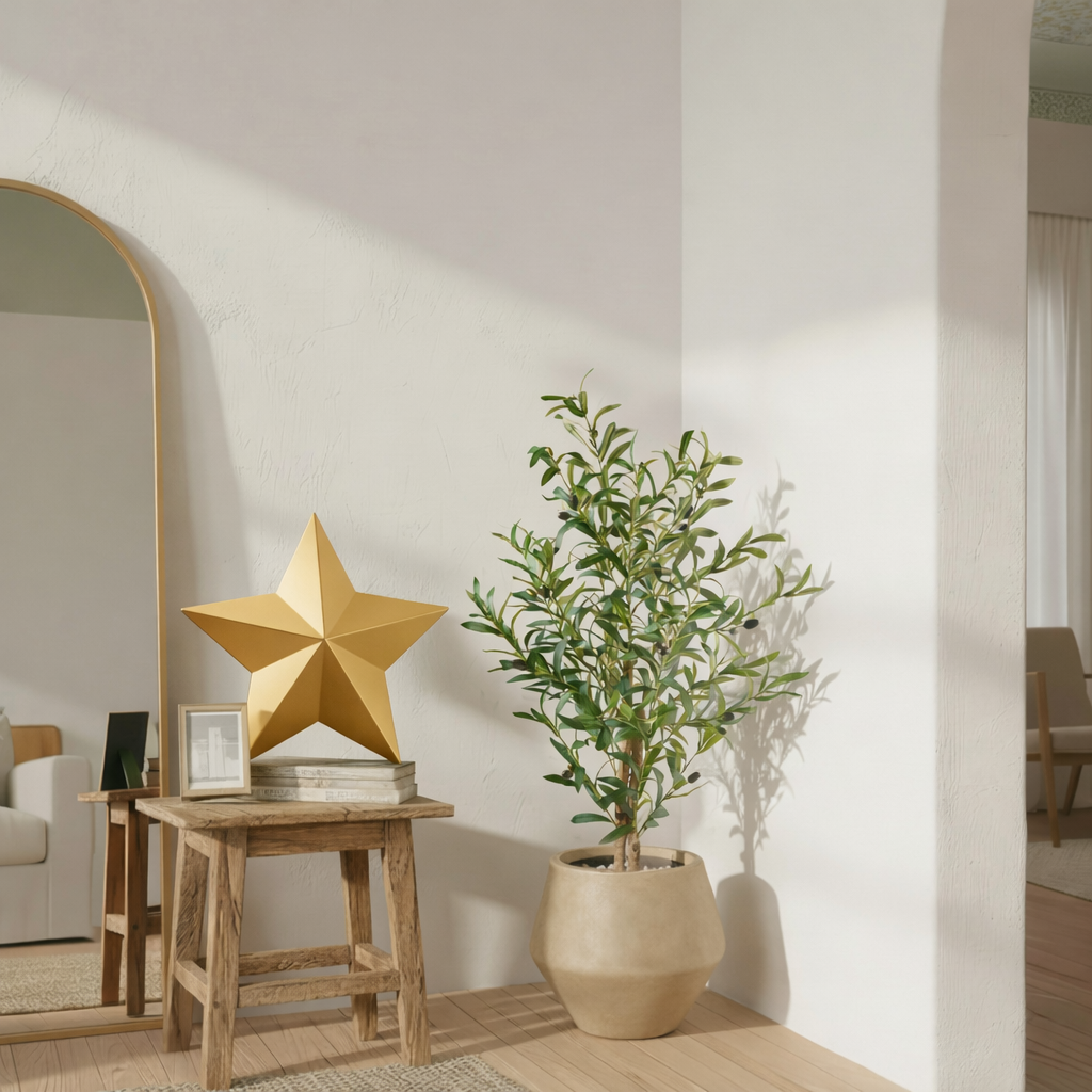Olivier artificiel 100 cm, Plante décorative avec Feuilles et Olives réalistes pour salon, chambre ou bureau - 2